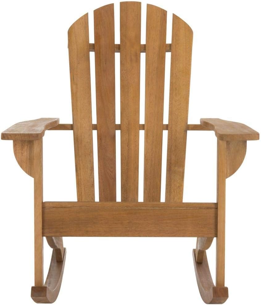 Safavieh PAT7042A Outdoor Collection Brizio Teak Rocking Adirondack Chair, Natural