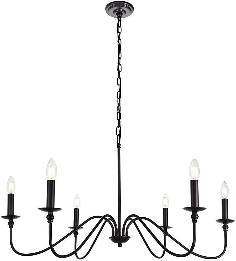 Saint Mossi Antique Painted Black Chandelier Lighting,6 Lights,Rustic Vintage Farmhouse Pendant Lighting in Industrial Country Style,H16