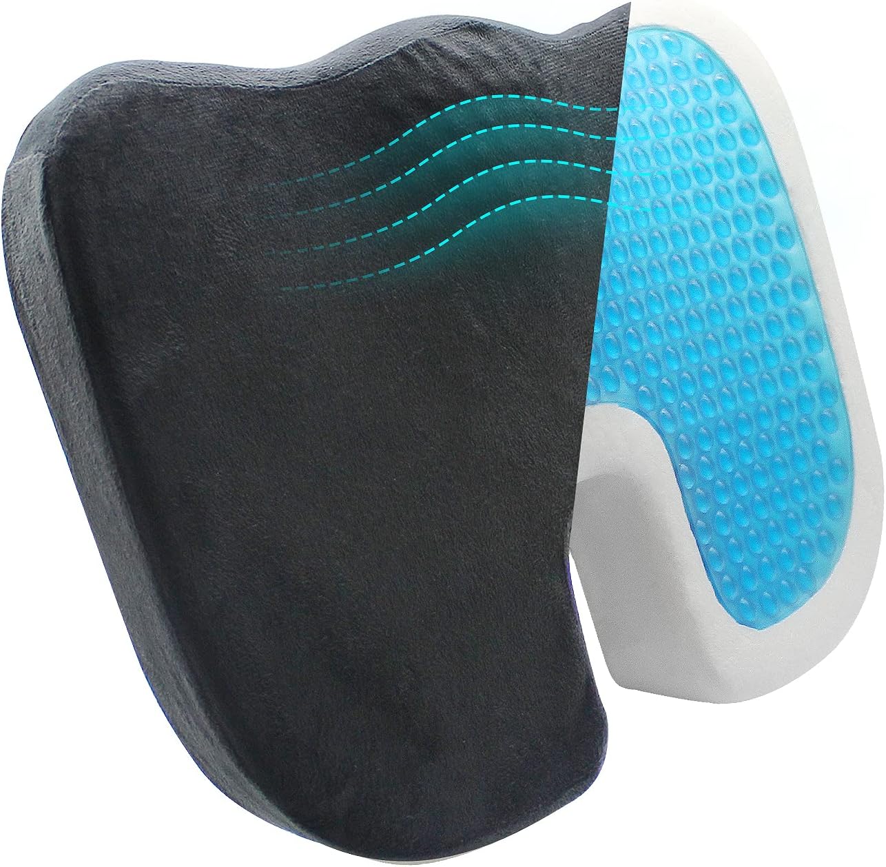 Hitish Seat Cushion for Office Chair, Non-Slip Orthopedic 100% Memory Foam Coccyx Cushion for Tailbone, Back & Sciatica Pain Relief, Ergonomic Butt Pillow for Desk Chair, Wheelchair, Car & Travel Use