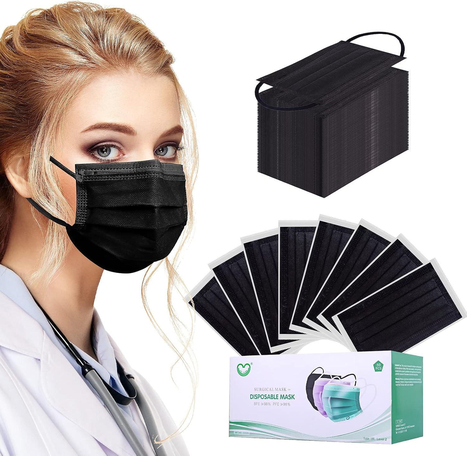 Disposable Face Mask 4-Ply for Adult, Soft Face Masks, Breathable Safety Mask