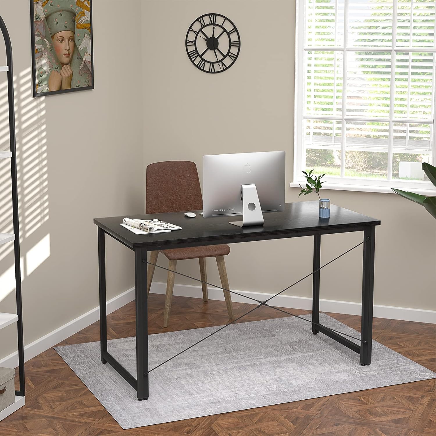 Unikito Folding Computer Desk 41 Inch No Assembly Small Work Desk for Home Office Simple Writing Desk Foldable Desk for Small Spaces, Workstation | White Pack of 2