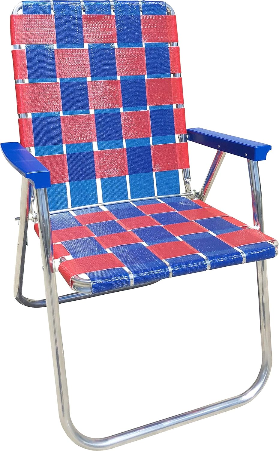 Lawn Chair USA Webbing Chair (Low Back Beach Chair, Charleston with Green Arms)