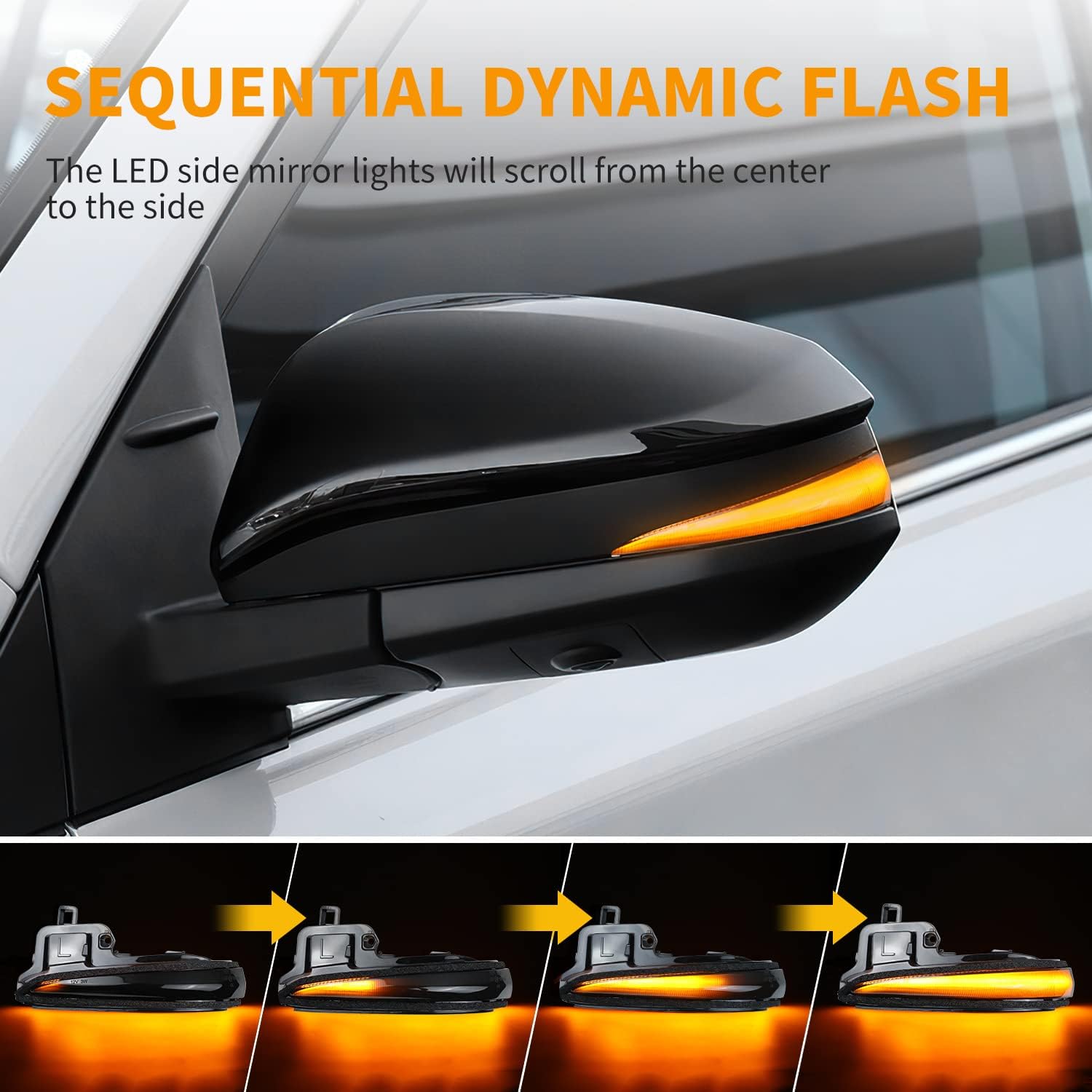 Jinfili Sequential LED Side Mirror Marker Turn Signal Lights Dynamic Indicator Strip for Toyota 2016-2021 Tacoma,2019-2021 RAV4 XA50, 2020-2021 Highlander XU70, Alphard Velltire Lexus LM