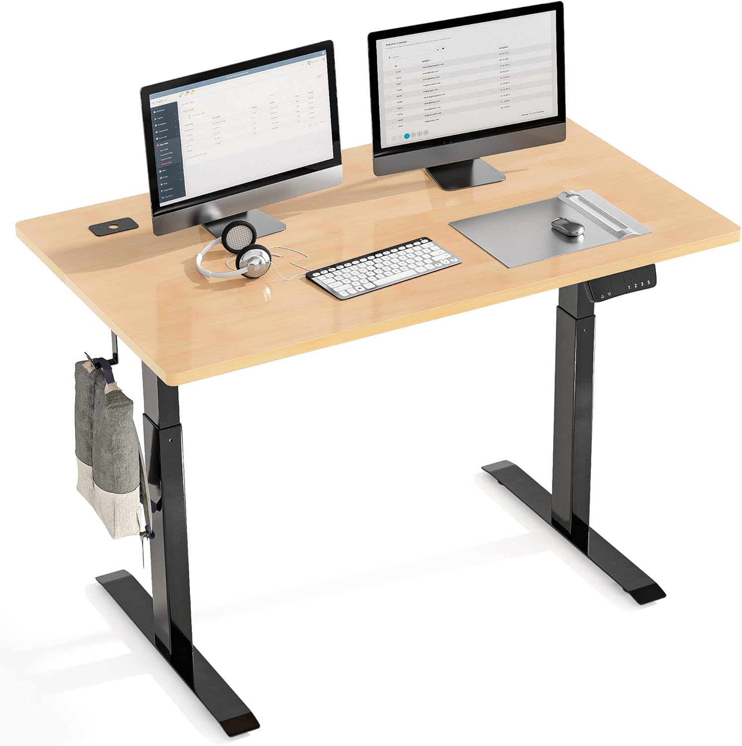 IYEE NATURE Electric Standing Desk with Black Top 40 x 24 Inches, Stand Up Desk with Adjustable Height and Splice Board for Home Office