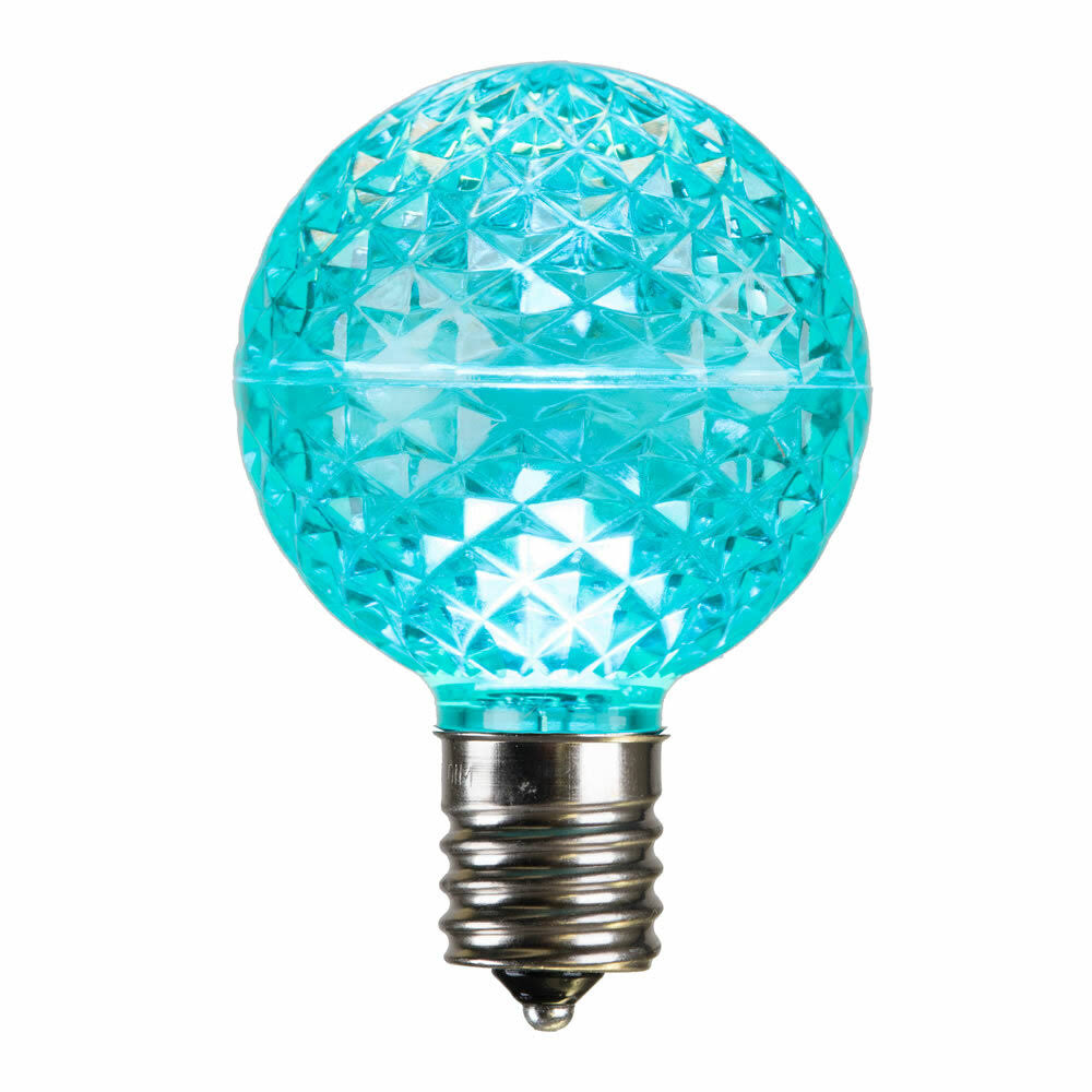 Vickerman Xled17g5l-10 G50 Faceted LED Teal Bulb E17 .45w 10/bx