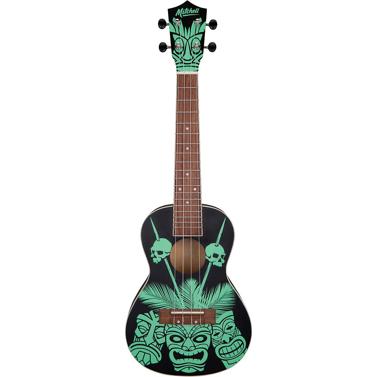 Mitchell Tiki Glow in The Dark Ukulele Black