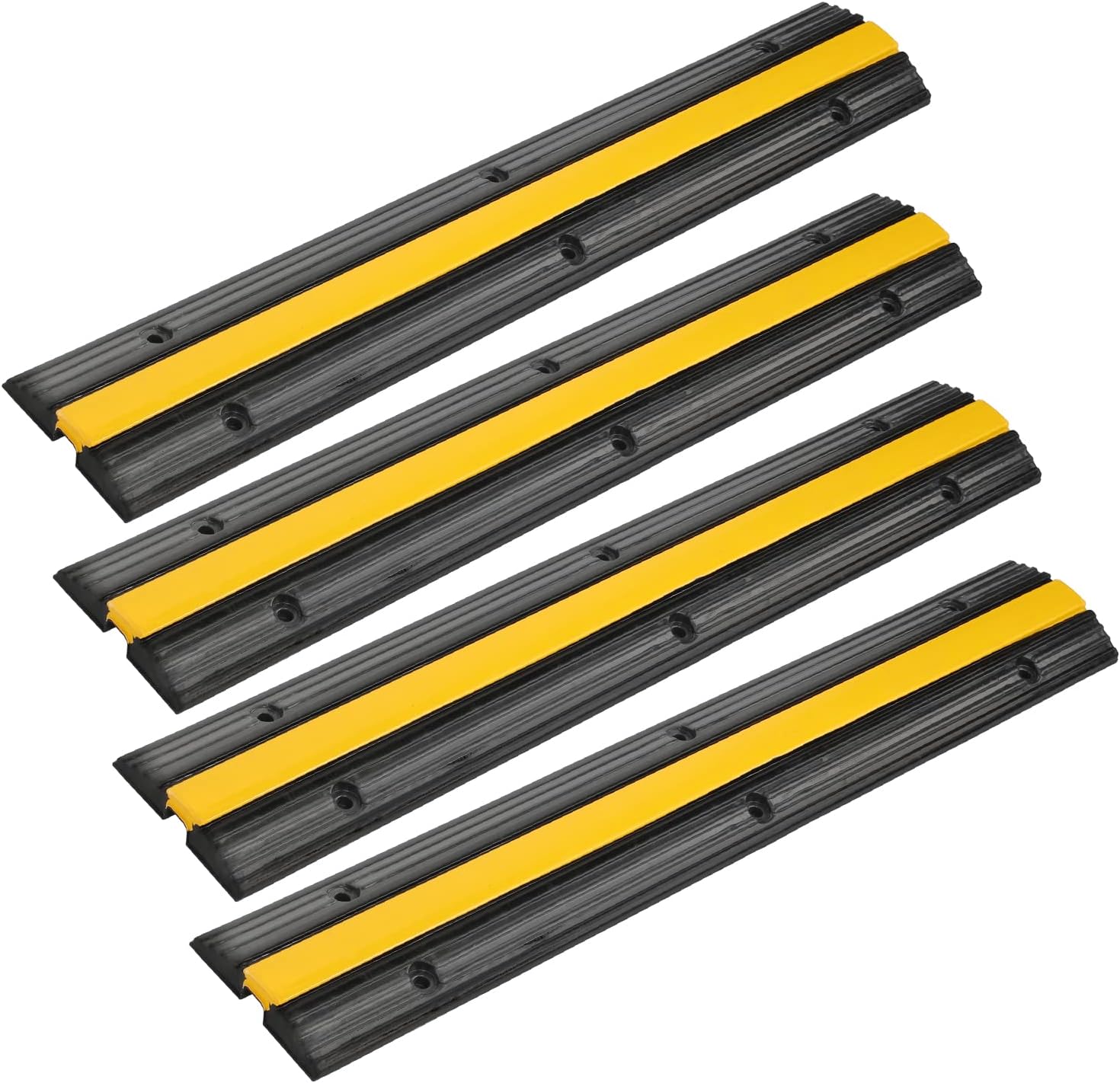 4 Pack of 1-Channel Rubber Cable Protector Ramp Hose Cable Ramp Heavy Duty 22100Lbs Load Capacity Cable Wire Cord Cover Ramp Speed Bump Driveway Channel Protector Pack of 2