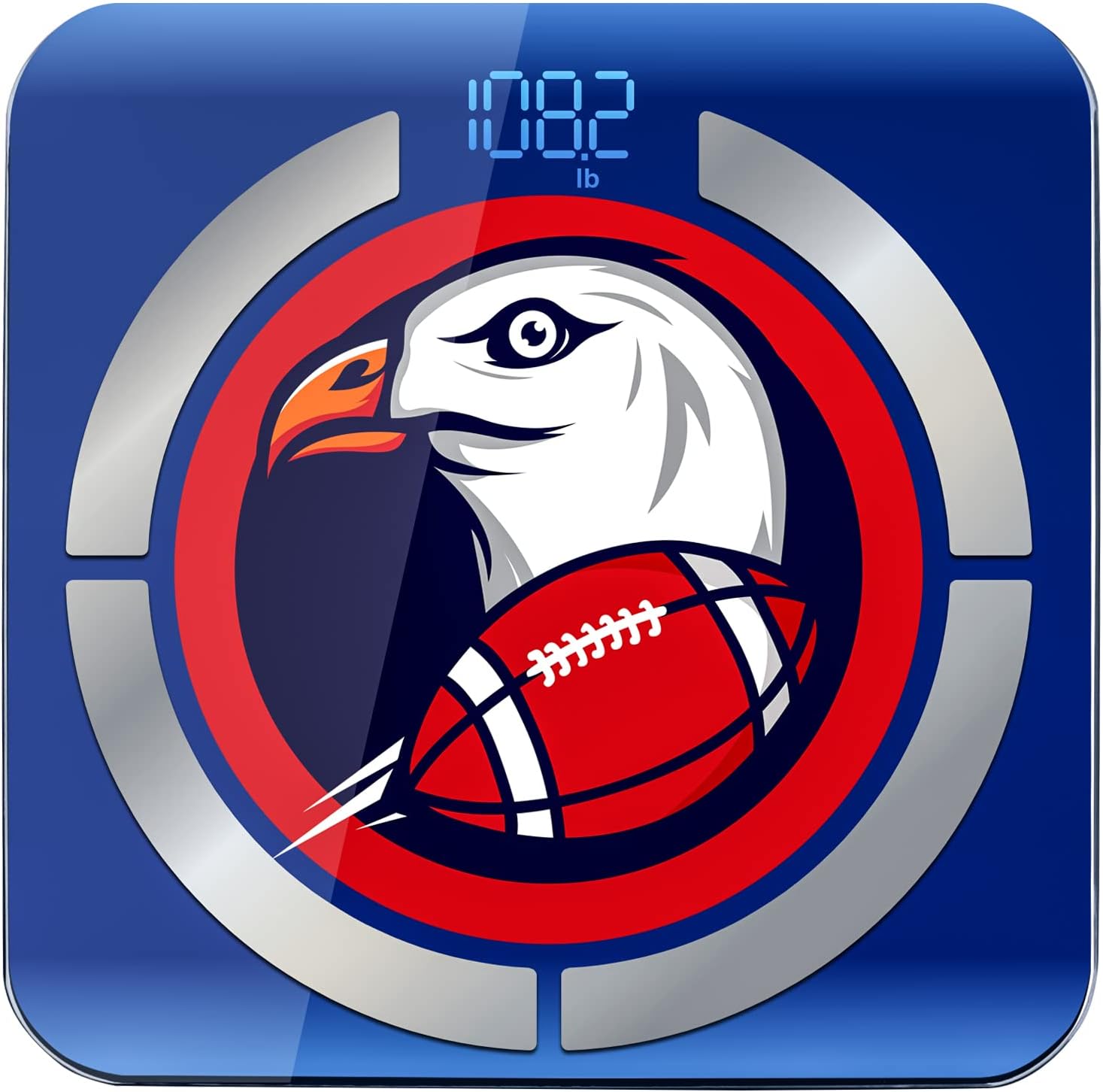 Football Fans Body Scale, Smart Digital Bathroom Weighing Scale, Body Composition Analyzer Measures Weight, Body Fat, Water, Muscle & Bone Mass Includes Batteries 400lbs (Color: Hawks Blue) Pack of 2