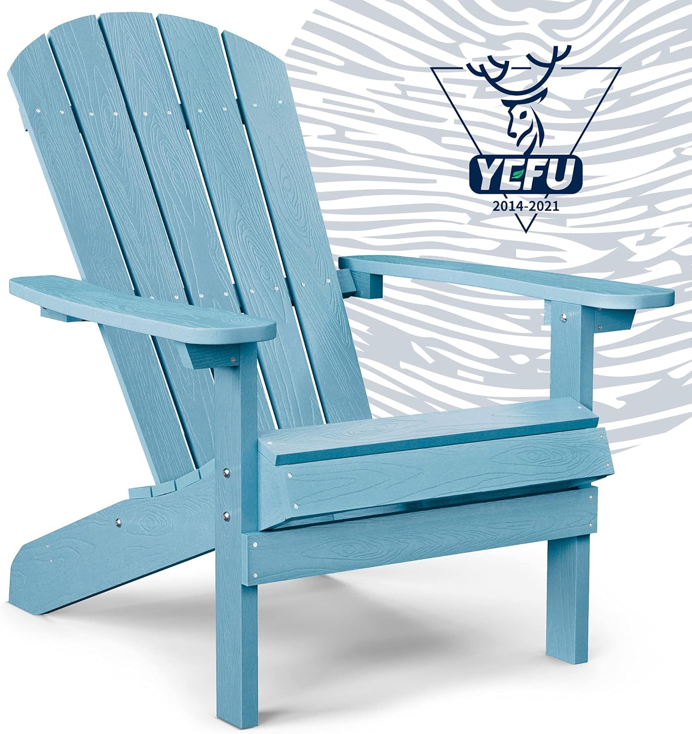 YEFU Plastic Adirondack Chairs Weather Resistant, Patio Chairs 5 Steps Easy Installation, Looks Exactly Like Real Wood, Widely Used in Outdoor, Fire Pit, Deck, Lawn, Outside, Garden Chairs (Teak)