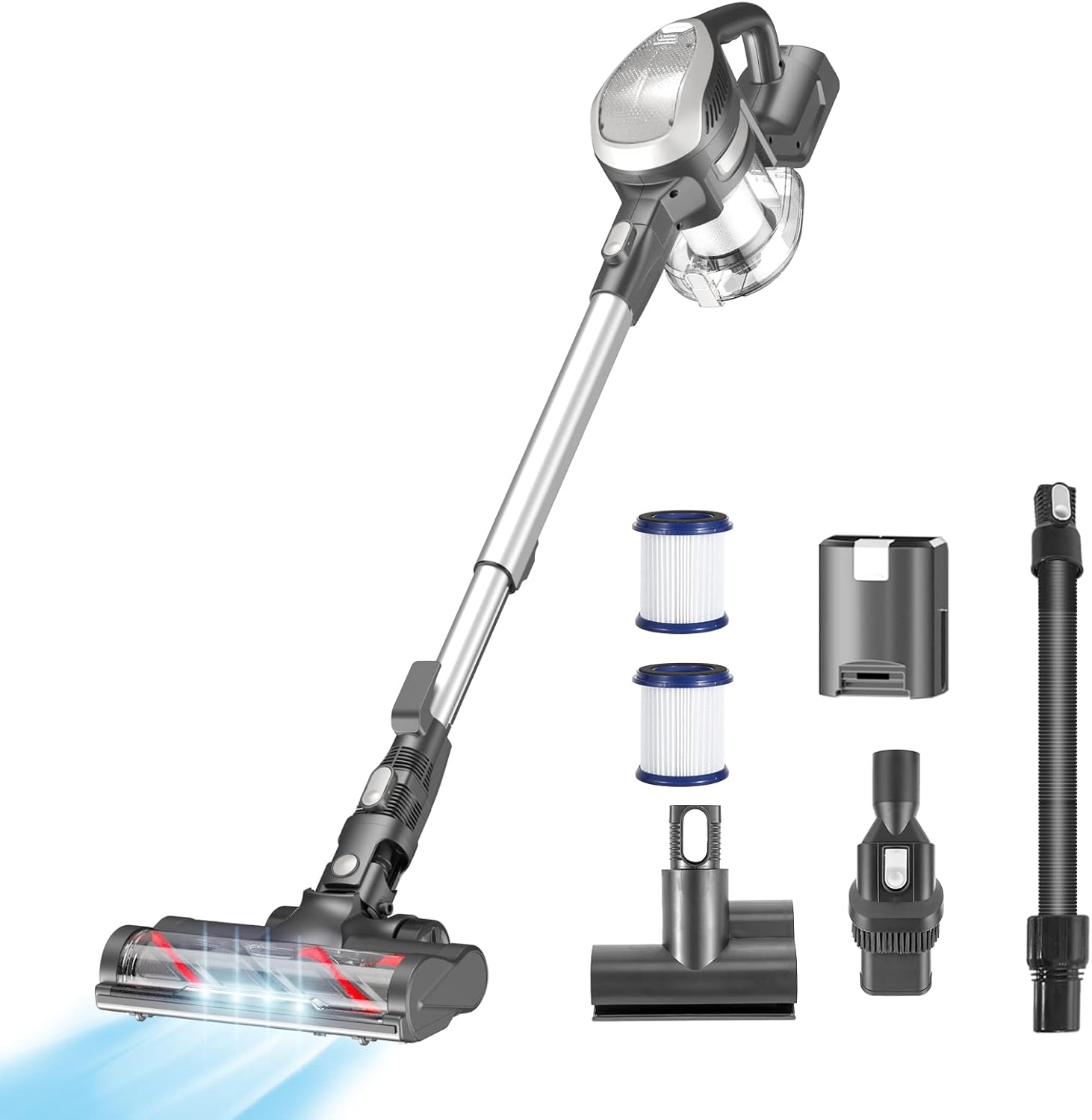 Cordless Vacuum Cleaner, 25Kpa Powerful Stick Vacuum Cleaner Cordless with 250W Motor, Household Vacuum Cleaners 8 in 1 with Electric Sofa Brush, Hose for Hard Floor Carpet Pet Hair