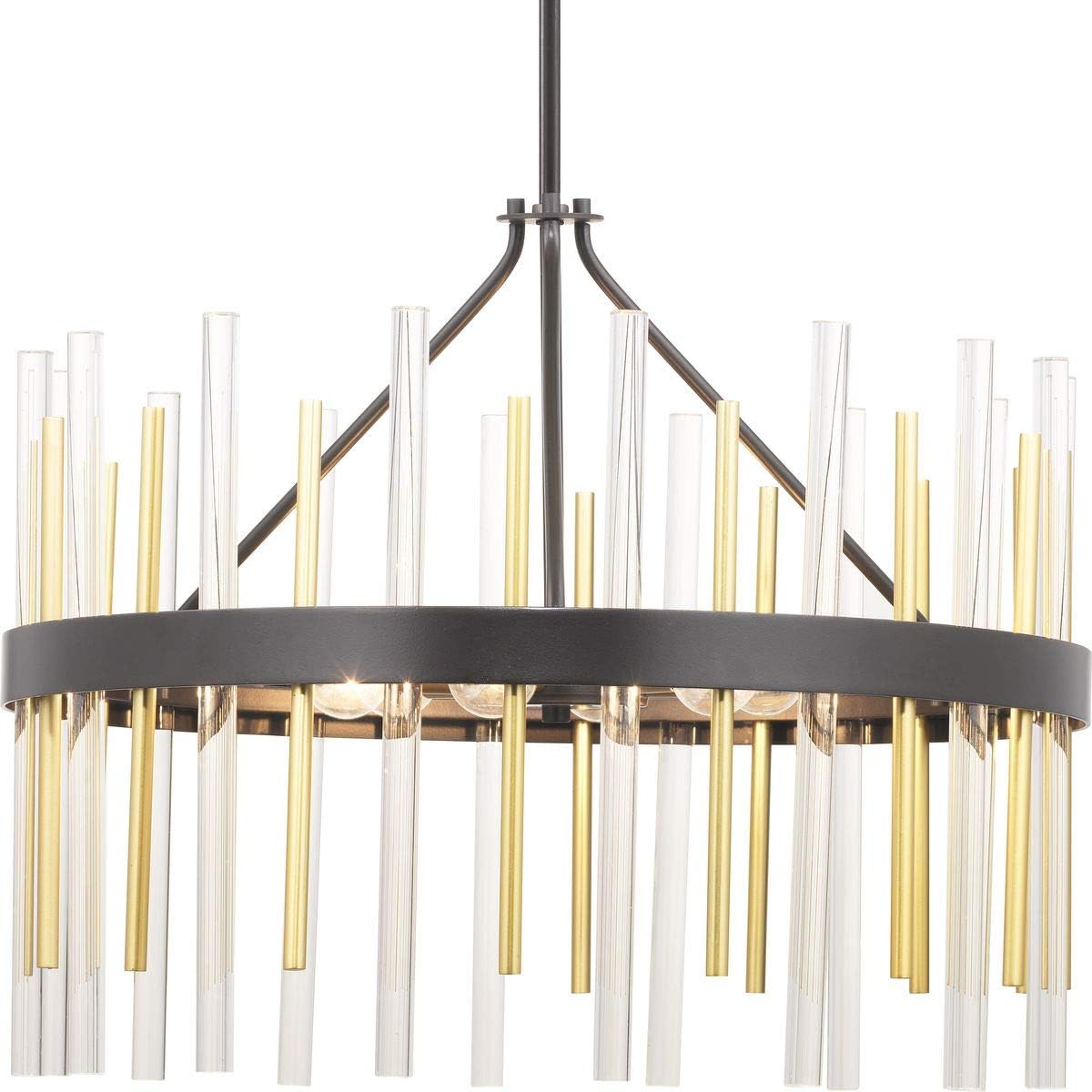 Orrizo Collection 6-Light Clear Glass Luxe Chandelier Light Matte Black