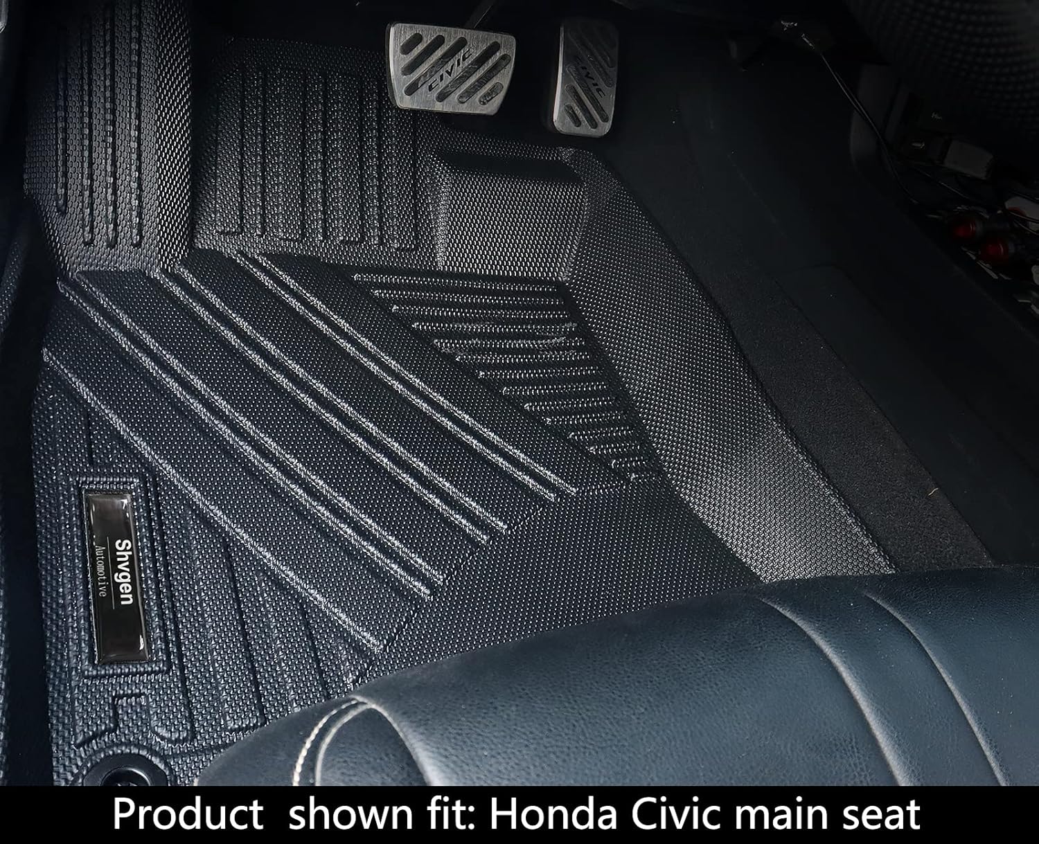 Shvgen Car Floor Mats and Cargo Trunk Liners Set Compatible Black for 2016-2021 Honda Civic Sedan All-Weather Rubber Mat Protection