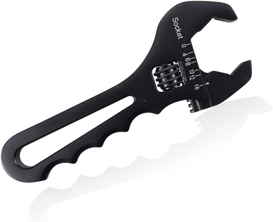3AN-16AN Adjustable Wrench Lightweight Aluminum Tool Spanner / Multi-function Wrench - for Hose End Fitting - Black
