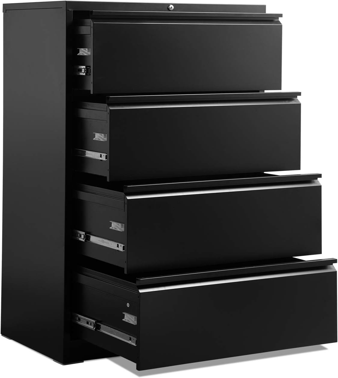 AOBABO 4 Drawer Lateral File Cabinet,Office Filing Cabinet with Lock,Metal Files Cabinet for Office,52'' Office File Cabinets with 4 Drawers,Black,Assembly Required