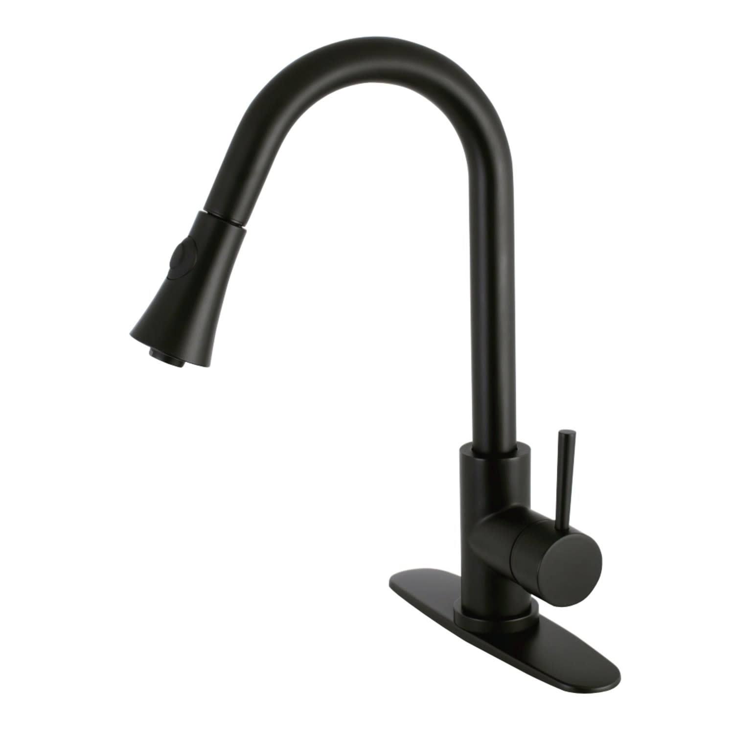 Kingston Brass LS8720DL Concord Single-Handle Pull-Down Kitchen Faucet, Matte Black