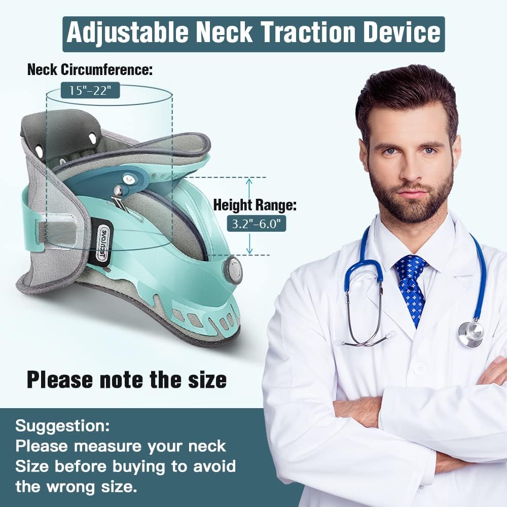 Tech Love Cervical Neck Traction Device, Adjustable Neck Brace for Neck Pain Relief&Shoulder Pain Relief, Inflatable Cervical Neck Collar Soft Neck Stretcher Neck Support