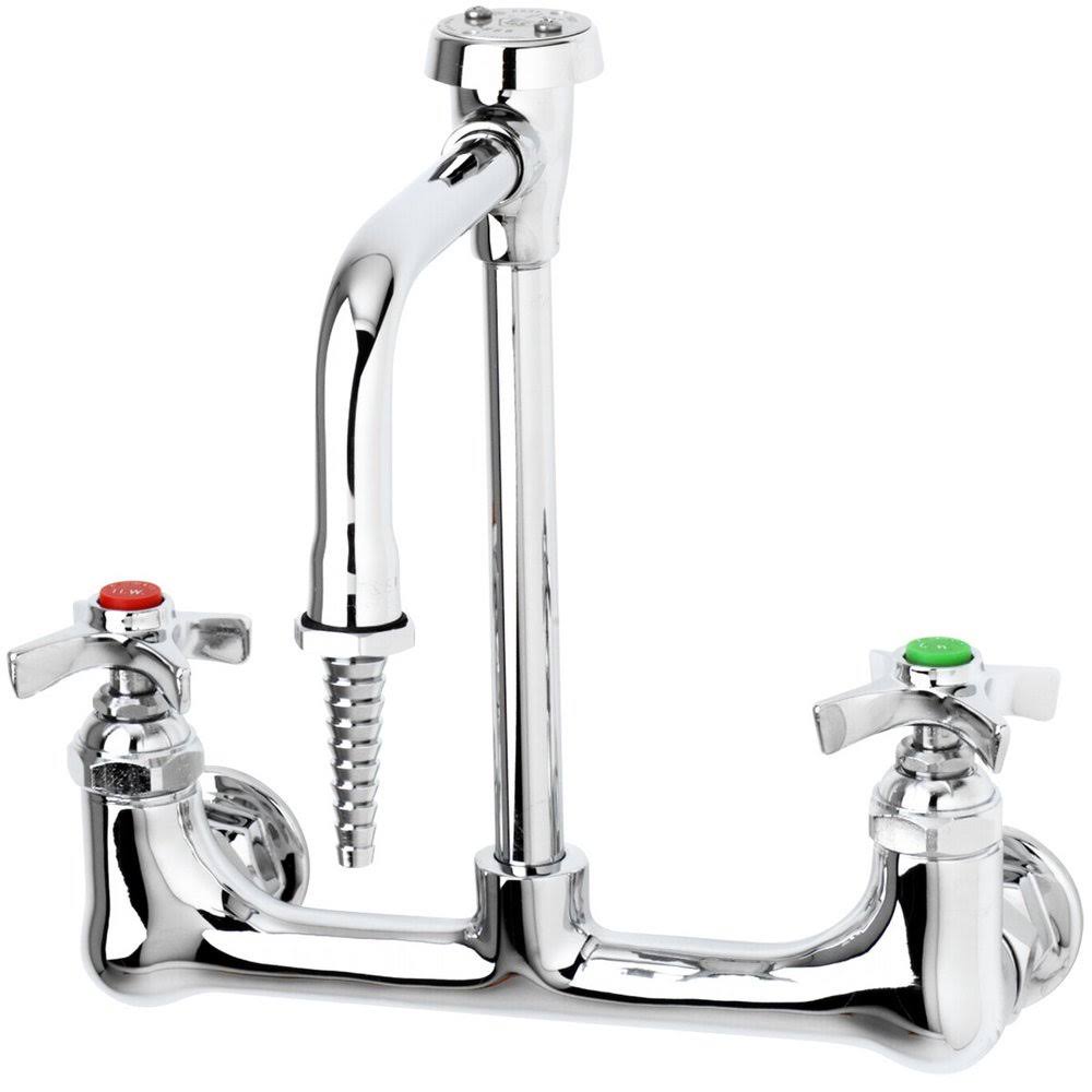 Tu0026S Brass BL-5725-08 Wall Mount Lab Mixing Faucet with Vacuum Breaker Rigid Gooseneck
