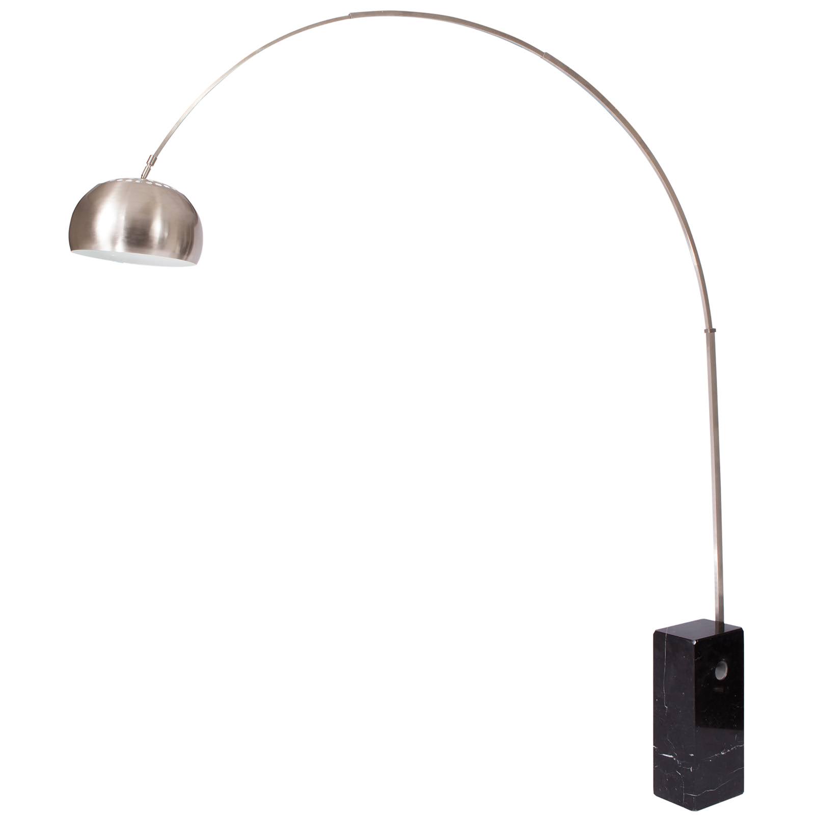 LeisureMod Arco Lamp with Marble Cube Base Black