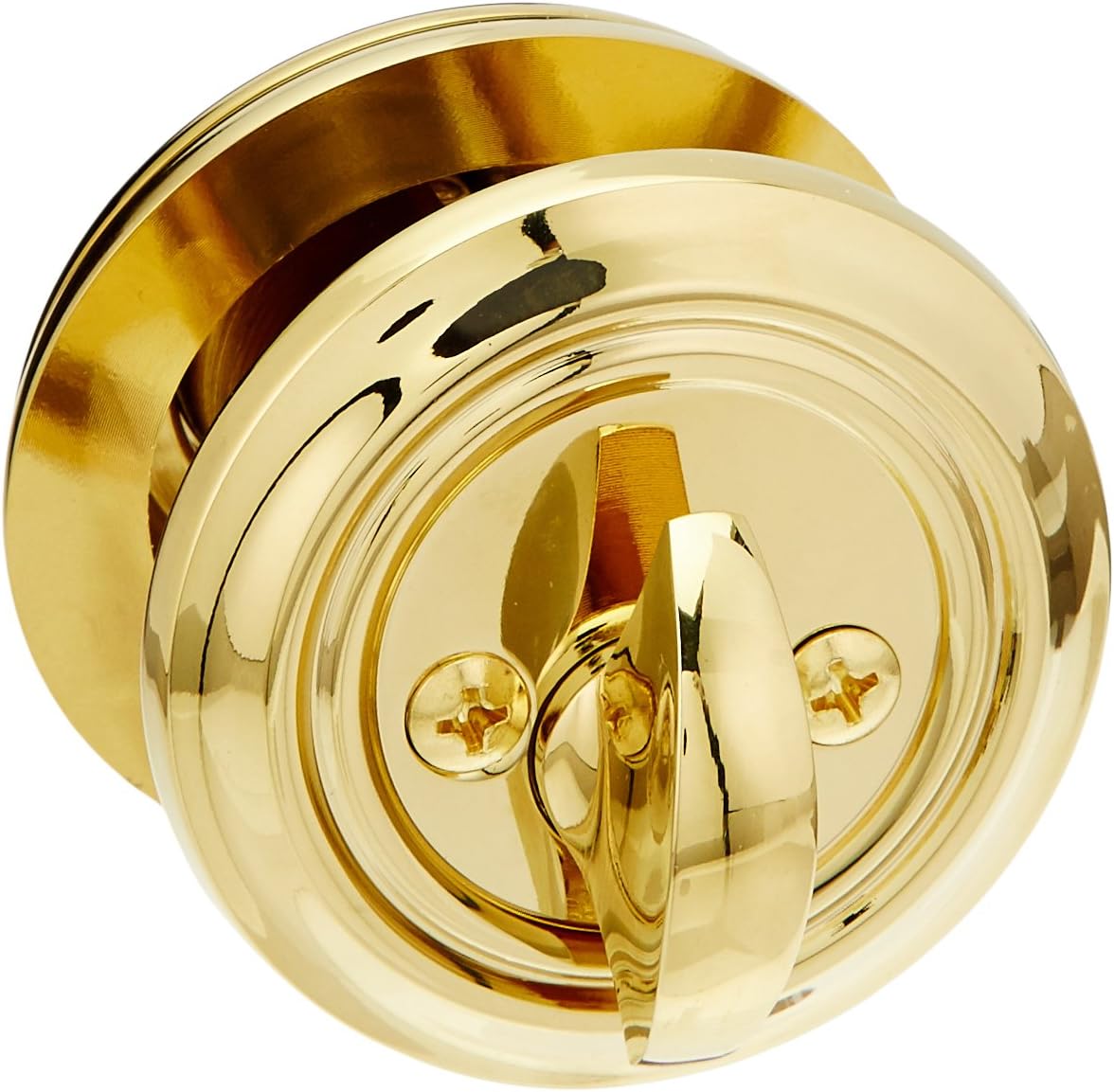 Solid Brass Single Cylinder Low Profile Deadbolt Polished Brass with 2 3/8