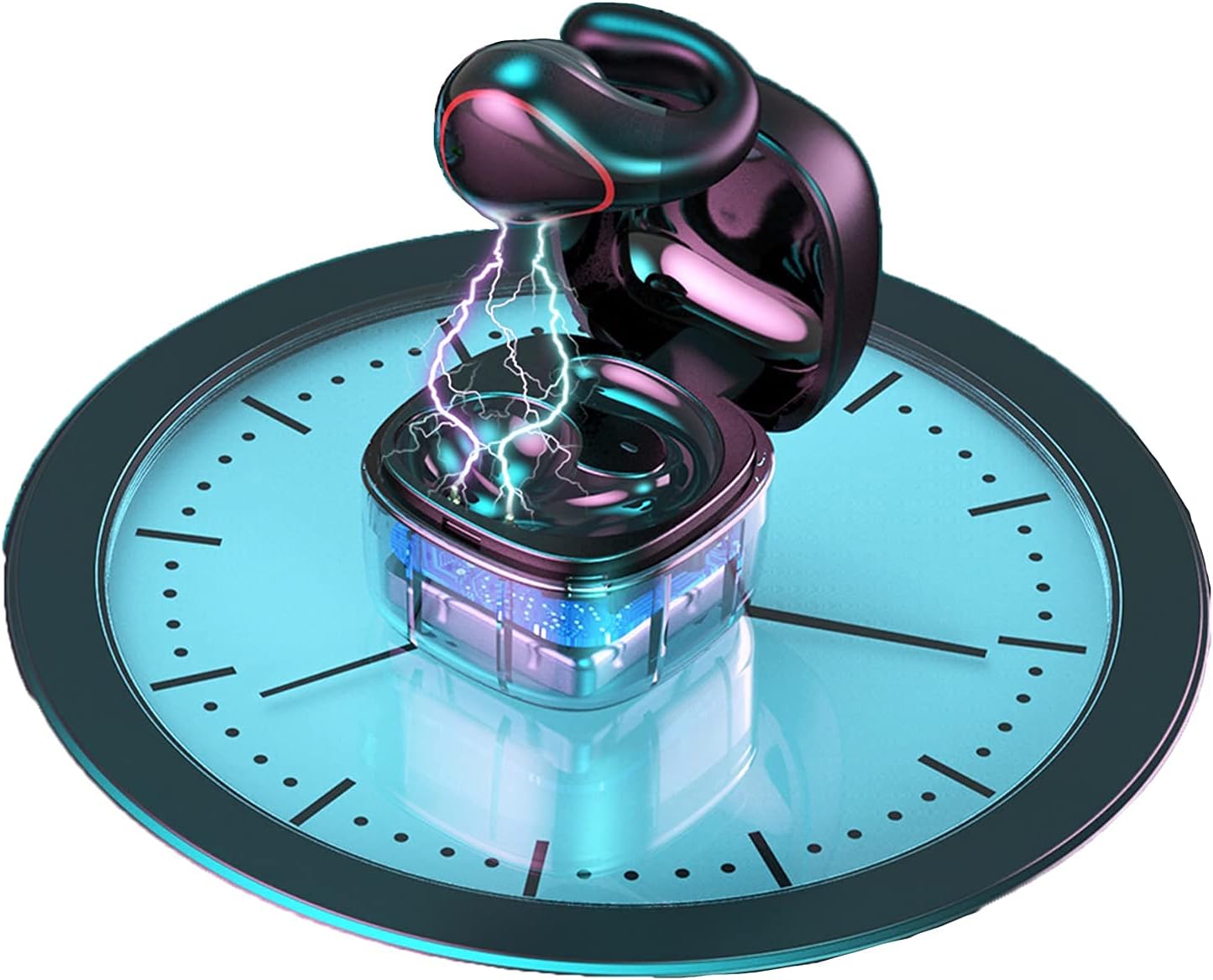 Open Ear Headphones Bone Conduction Headphones Bluetooth Workout Headphones Open Ear Earbuds for Sports Running Headphones Exercise Around Ear (Two Ears Black)