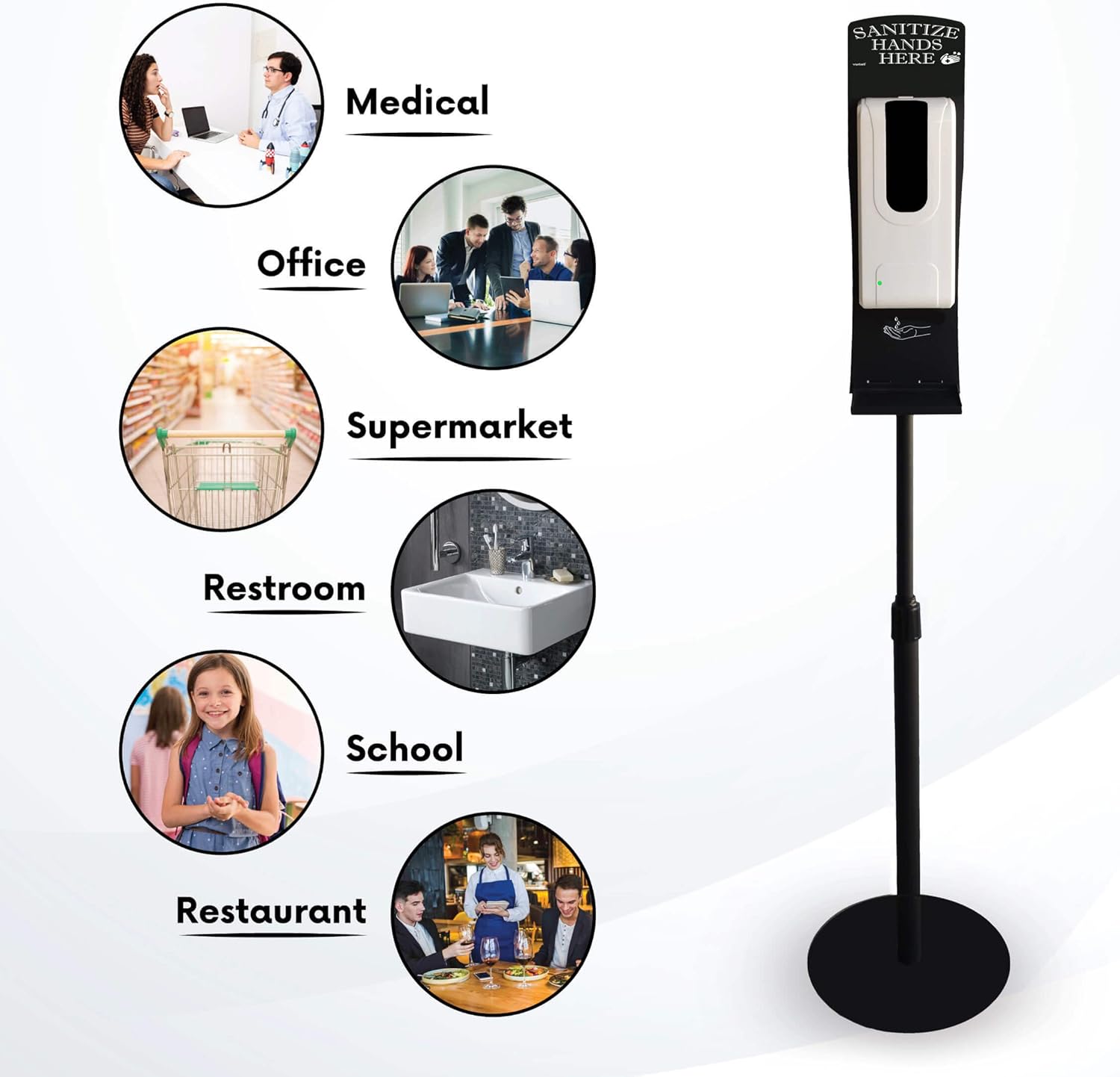 Automatic Hand Sanitizer Dispenser with Stand/Touchless Auto Sensor/Portable Station Gel/Liquid Stainless Steel (Black) Removable Drip Plate Waterproof Floor Stickers Pack of 2