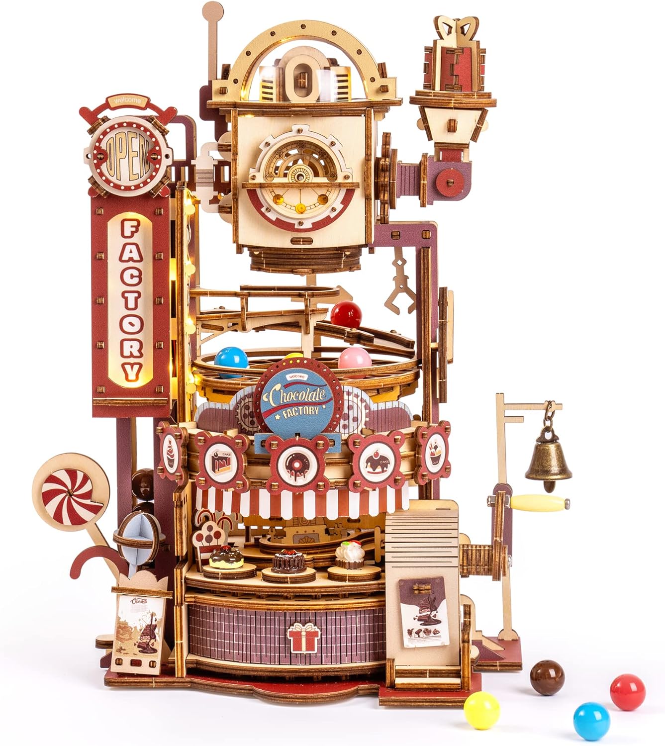 ROKR Marble Run 3D Wooden Puzzles Chocolate Factory Model Building Kits for Adults to Build Unique Mechanical Gift Ideas Pack of 2