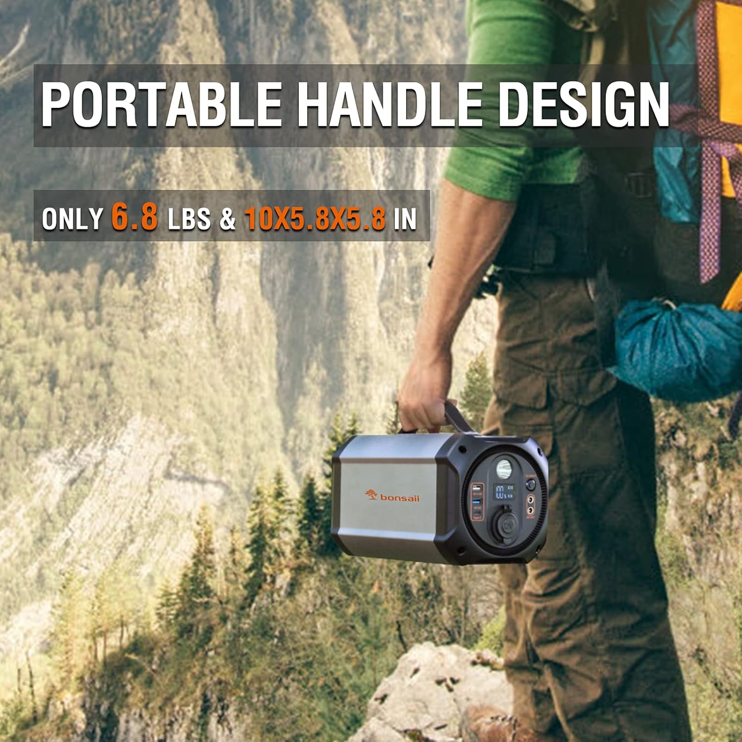 Portable Solar Generator 300W, Bonsaii 75000mAh Portable Power Station Camping Generator for Outdoor Travel, Portable Battery Power Supply with 110V AC Outlet & LED light for Emergency Home Use Charge