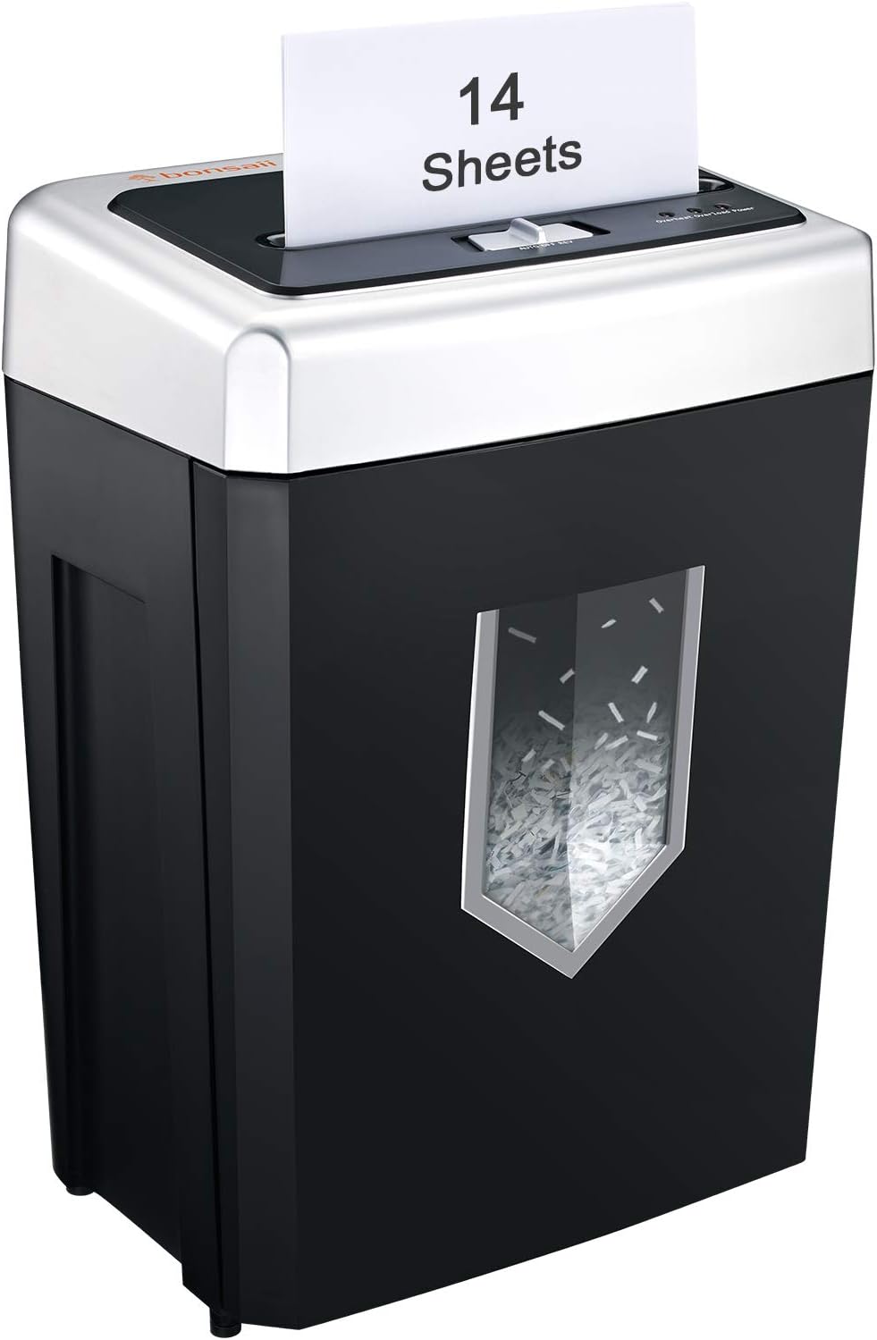 Bonsaii 14-Sheet Cross-Cut Heavy Duty Paper Shredder, 30-minite Continuous Running Time, Strong Shredding Ability and High Security for Office and Home Use, 4.8 gallons Wastebasket,Black