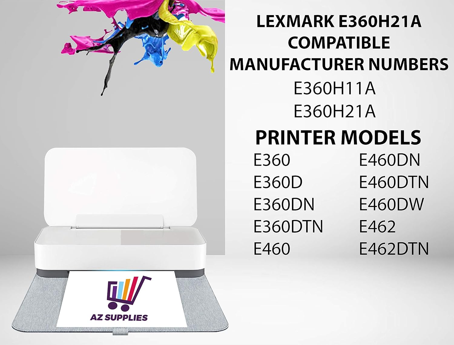 AZ Supplies Compatible Toner Cartridge Replacement for Lexmark E360H11A E360H21A E360 E360D E360DN E360DTN E460 E460DN E460DTN E460DW E462 E462DTN (Black - 2 Packs)
