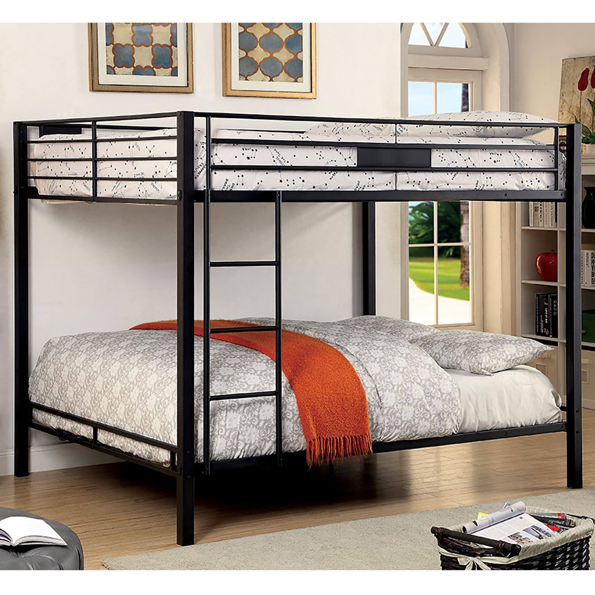 Furniture of America Francis Queen Over Queen Bunk Bed in Black