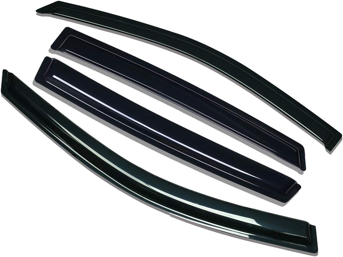 Lightronic WV94376 Tape-on Side Window Visor Deflector Rain Guard, Dark Smoke Shatterproof, 4 PCS Set for 2015-2021 Subaru Outback