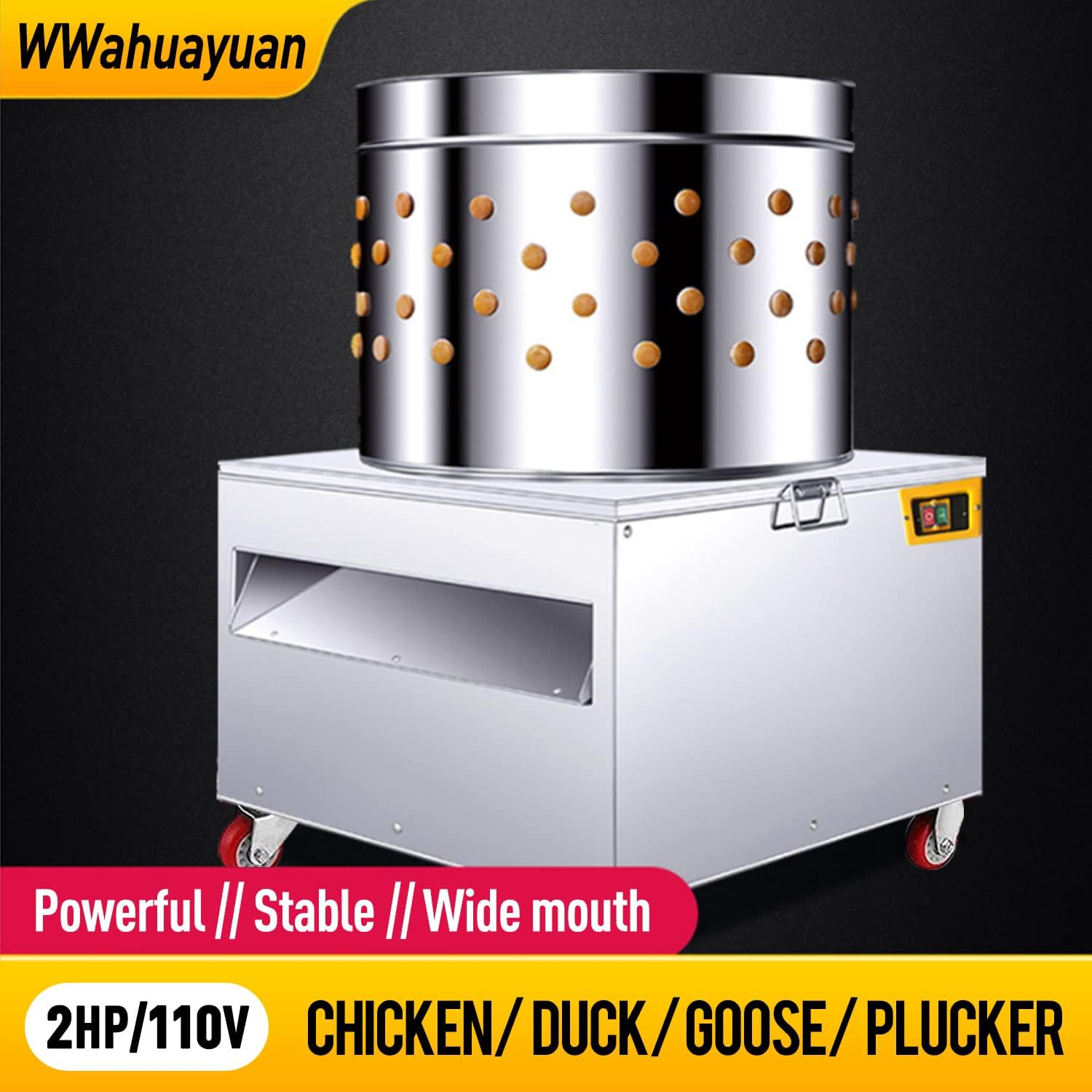 WWahuayuan 20 Inch Automatic Chicken Plucker Machine Poultry De-Feather Machine Stainless Steel Feather Plucking for Chicken, Duck, Christmas Turkey 2HP 110V