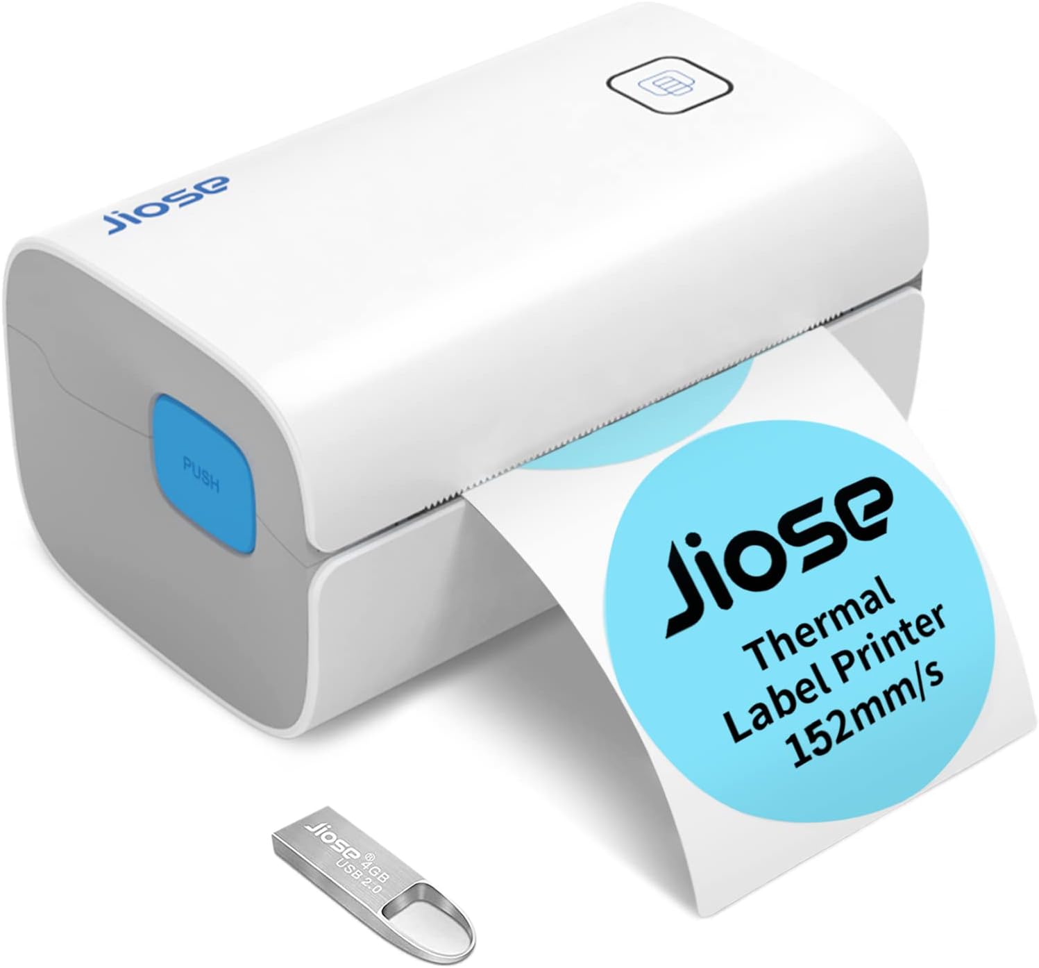 Jiose Thermal Label Printer with Type-C Adapter, 162mm/s Desktop USB Shipping Label Printer for Shipping Packages Mailing Home Small Business, Compatible with Amazon, Ebay, Etsy, Shopify, FedEx, UPS