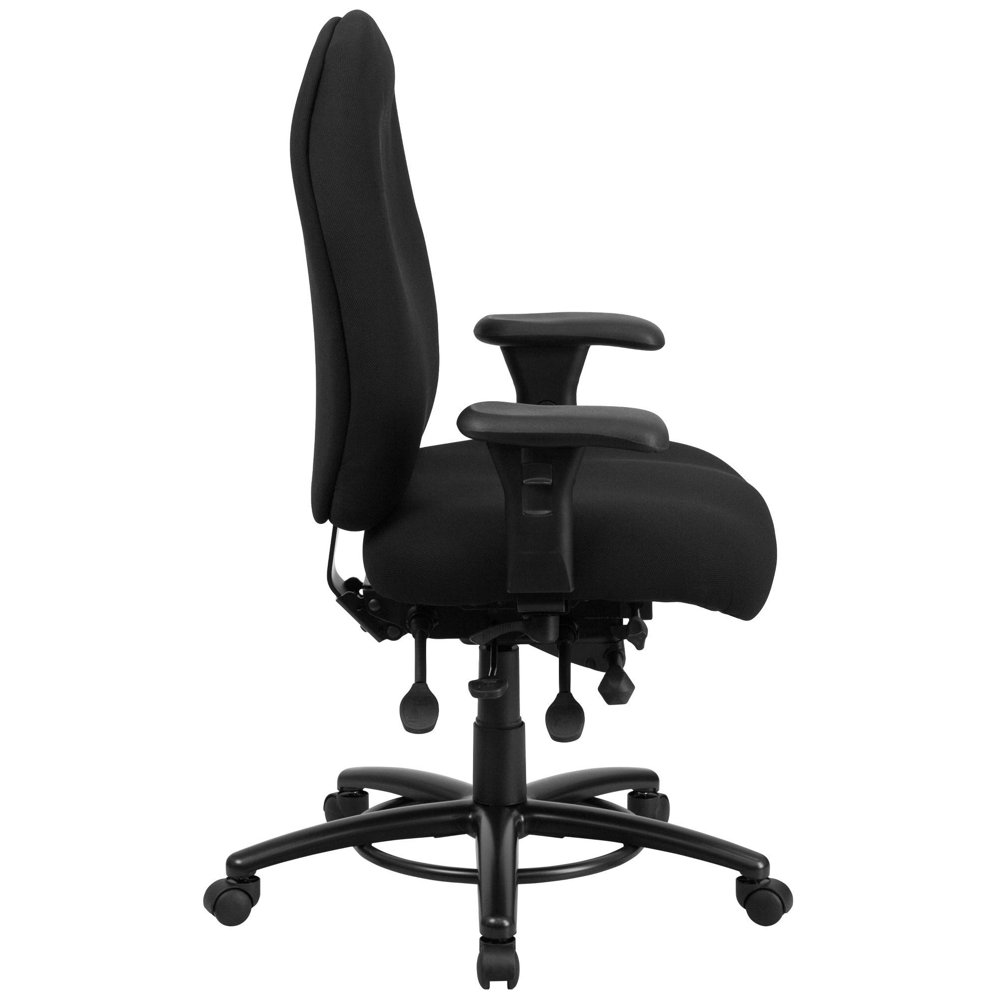 Emma and Oliver 24/7 350 lb. Big u0026 Tall Black Fabric Ergonomic Office Chair with Foot Ring