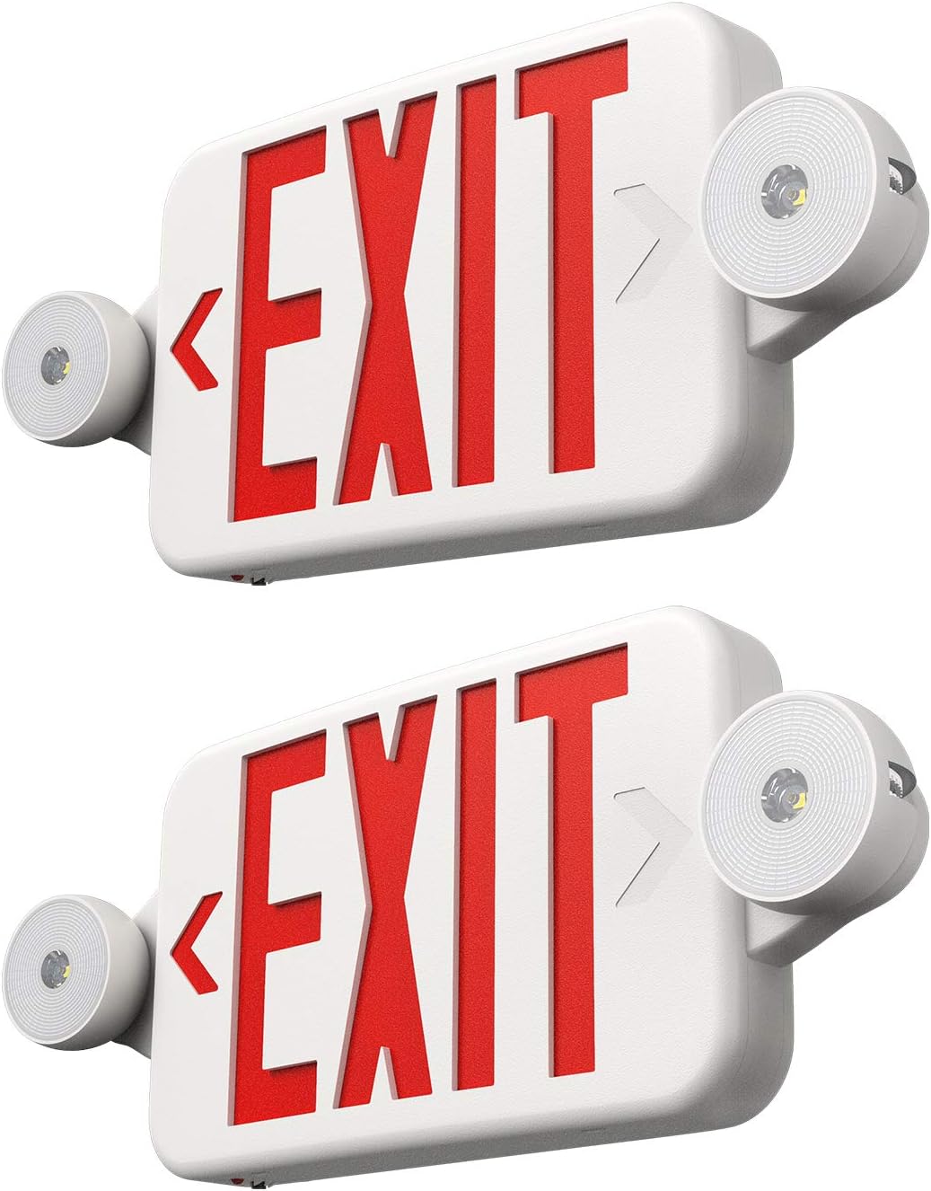 FREELICHT 2 Pack Exit Sign with Emergency Lights, Two LED Adjustable Head Emergency Exit Light with Battery, Exit Sign for Business
