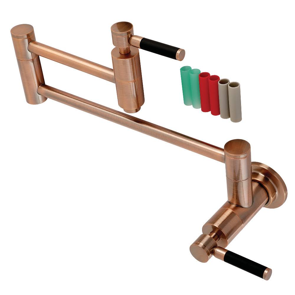 Kingston Brass KS810DKLAC Concord Wall Mount Pot Filler Kitchen Faucet Antique Copper