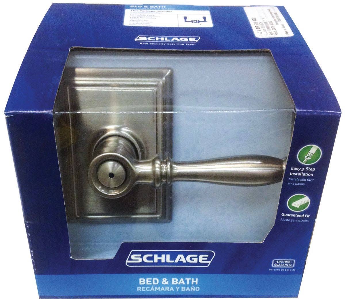 Schlage Lock F40VBIR619ADD Birmingham Satin Nickel Lever Privacy Latch