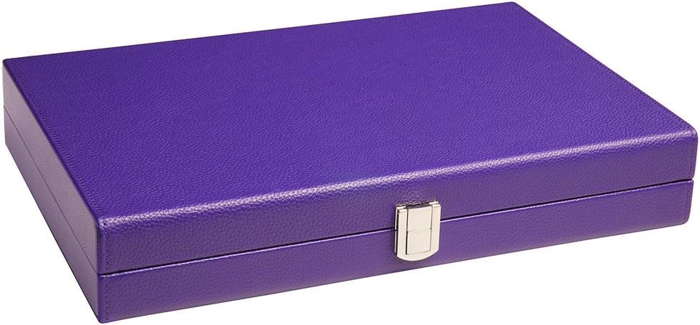 Silverman & Co. 13-inch Premium Travel Backgammon Set - Purple Board