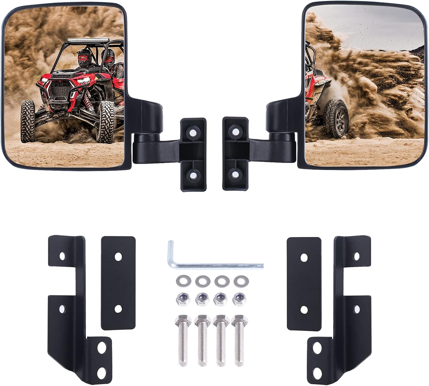 Xislet RZR Rear View Side Mirrors Compatible with Polaris RZR S 900 XP 1000 Roll Cage Side View Mirrors Factory Style A-Pillars Mounts - Driver and Passenger Side