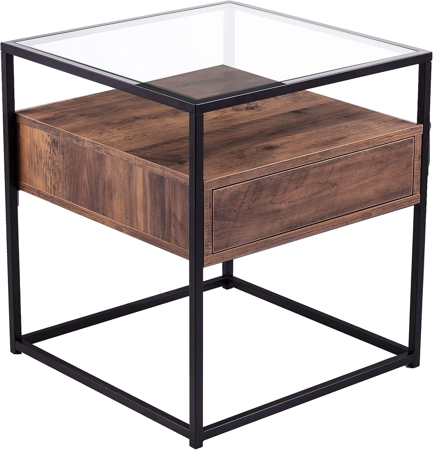 SEI Furniture Olivern End Table, Black, Natural