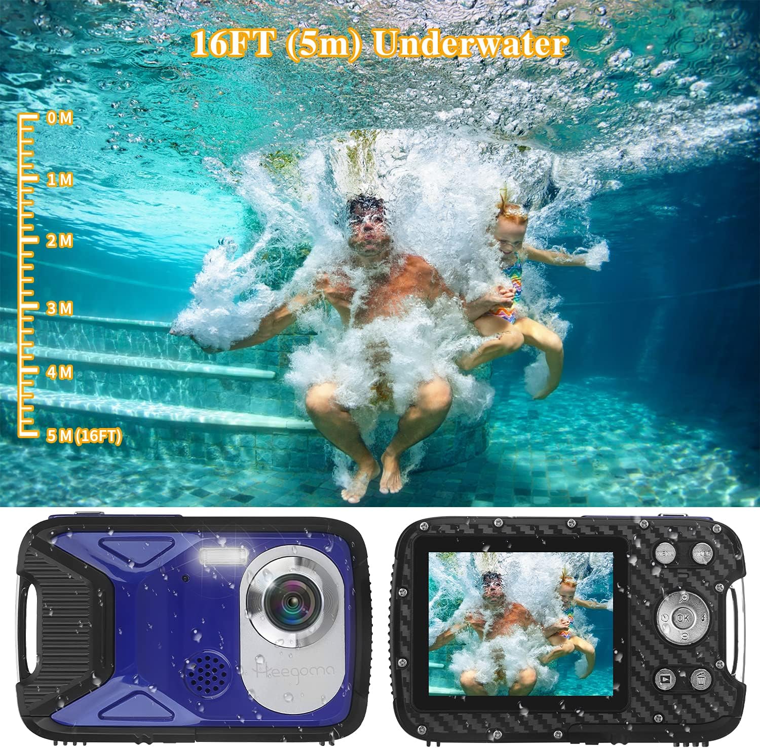 Underwater Camera for Kids, Waterproof Digital Camera, Heegomn 2.8