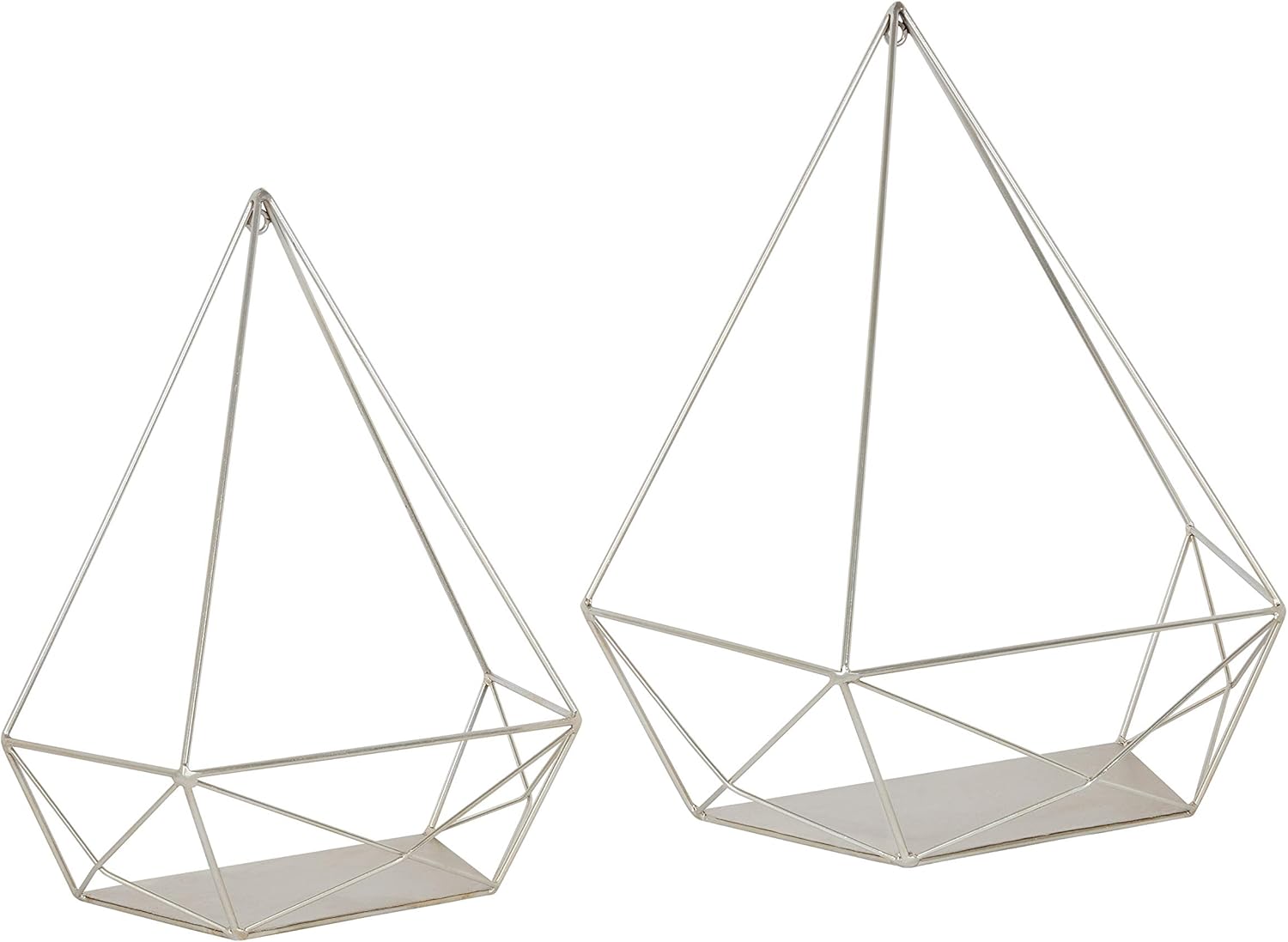 Kate and Laurel Prouve Decorative Geometric Multi-use Metal Wall Display Shelves, Gold, 2 Piece Set Pack of 2