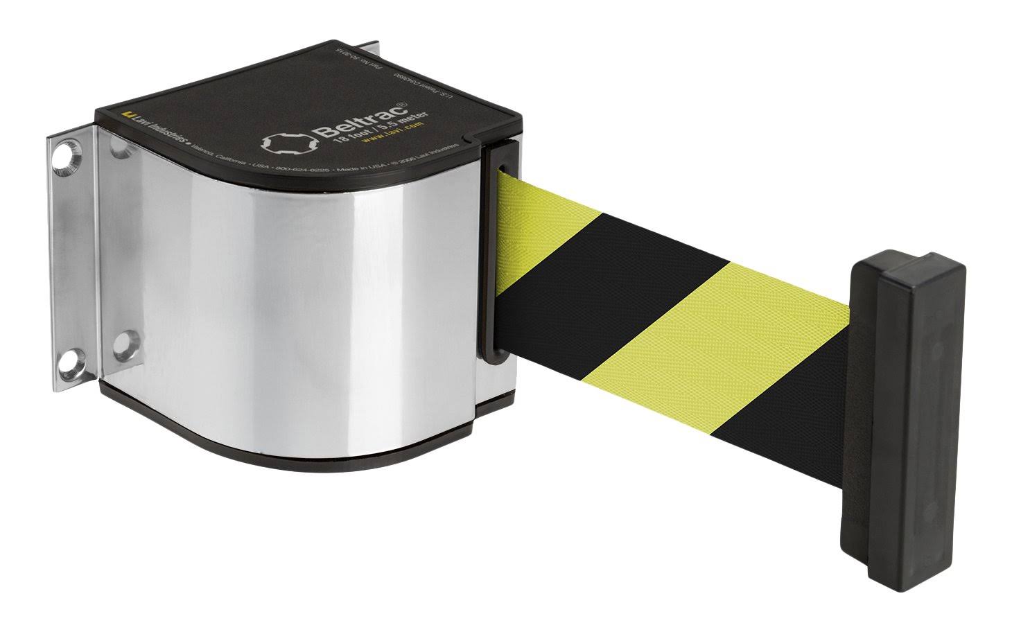 Lavi Industries 50-3015CL-18-SF Wall Mount 18 ft. Retractable Belt Barrier, Safety Yellow Hatch