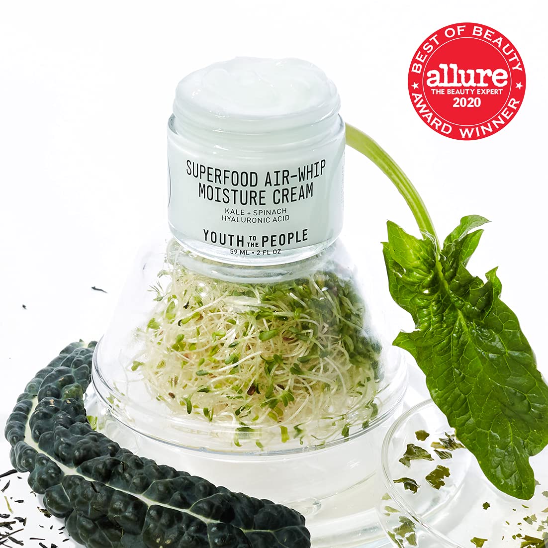 Youth To The People Superfood Air-Whip Moisture Cream - Hyaluronic Acid + Green Tea Moisturizer - Vegan Face Cream Ideal for Combination or Oily Skin Types - Clean Beauty (2oz) Pack of 2