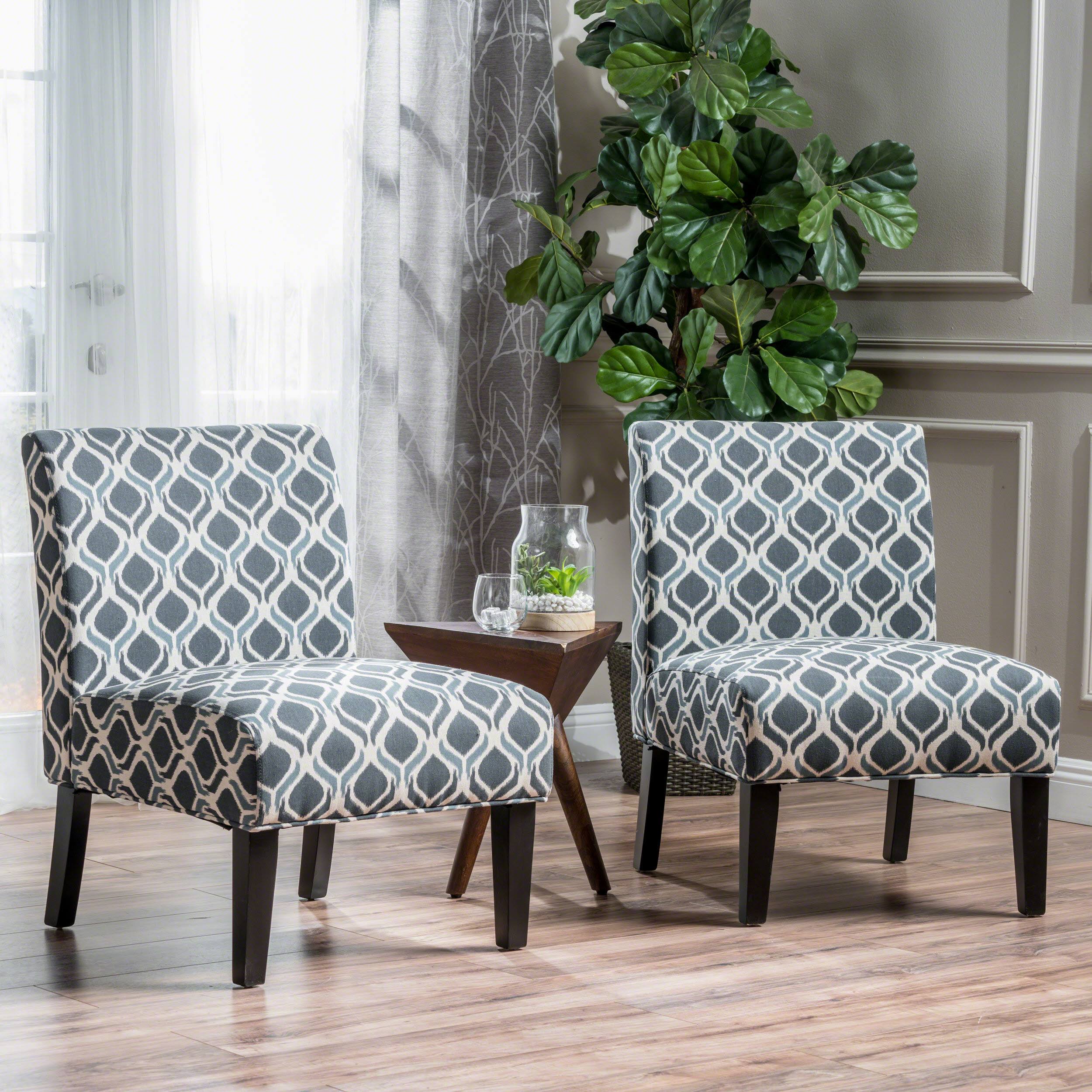 Kendal Blue/ Navy Fabric Accent Chair (Set of 2)
