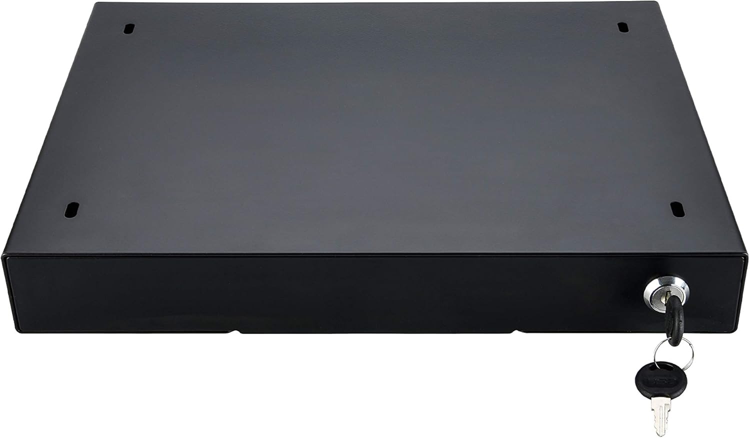 Vwindesk 14 inch Slim Under Desk Pull-Out Storage Office Mounted Sliding Metal Drawer For Standing Desk,Black Pack of 2