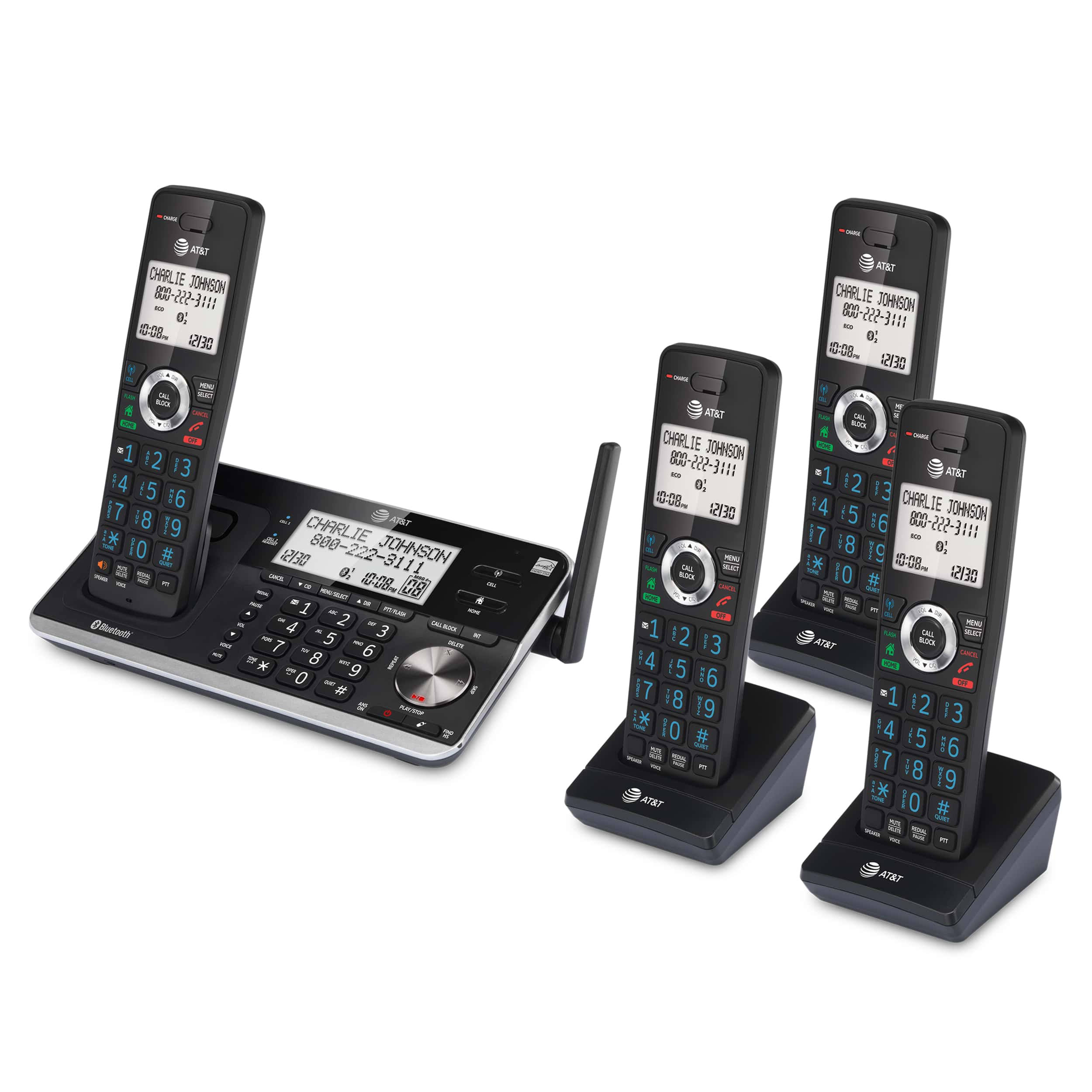 Atu0026t - 4 Handset Connect to Cell Answering System with Unsurpassed Range - Black DLP73410
