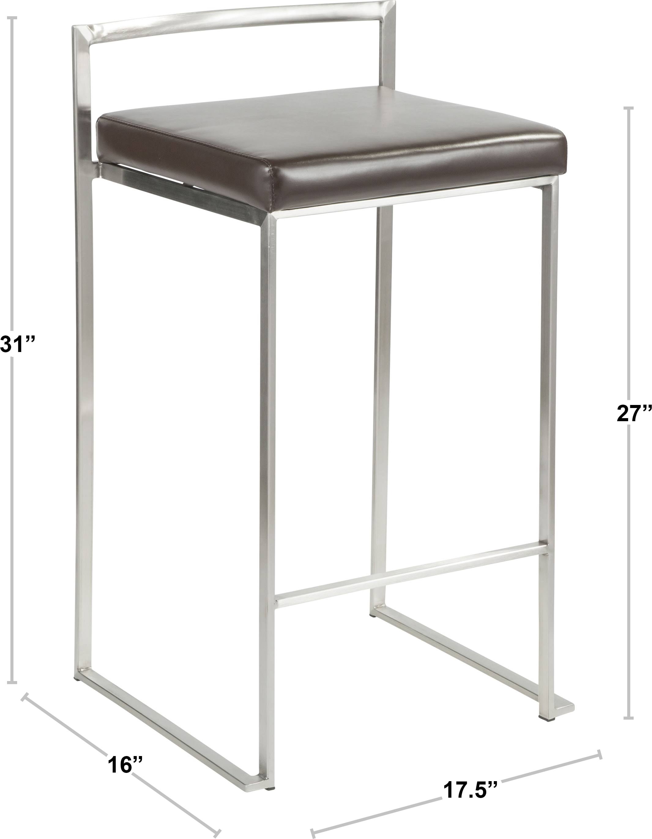 LumiSource Black Set of 2 Fuji Counter Stool Antique