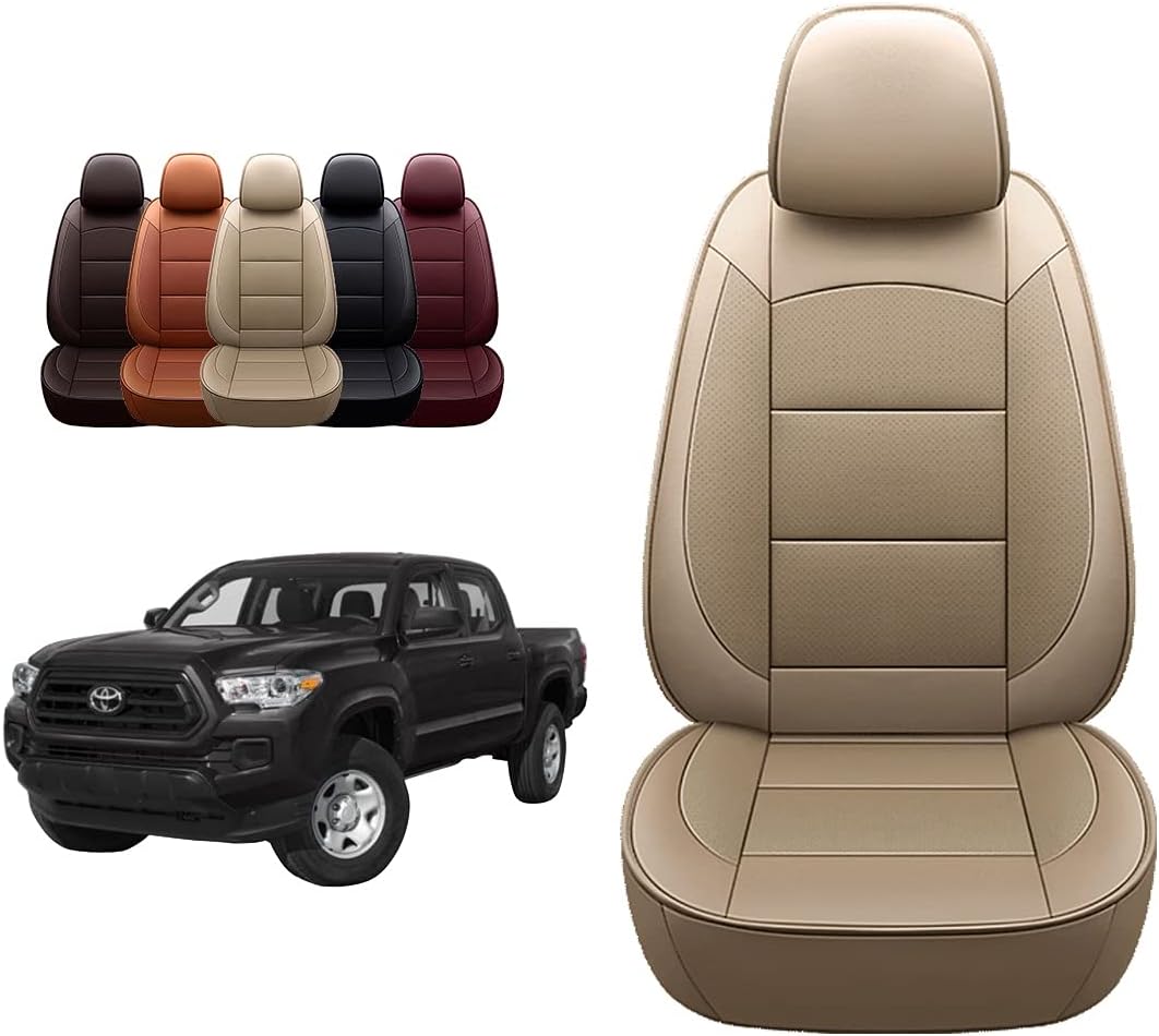 OASIS AUTO 2016-2022 Tacoma Custom Fit PU Leather Seat Cover Compatible with Tacoma 2016-2017-2018-2019-2020-2021 (2016-2022 Tacoma, Black)