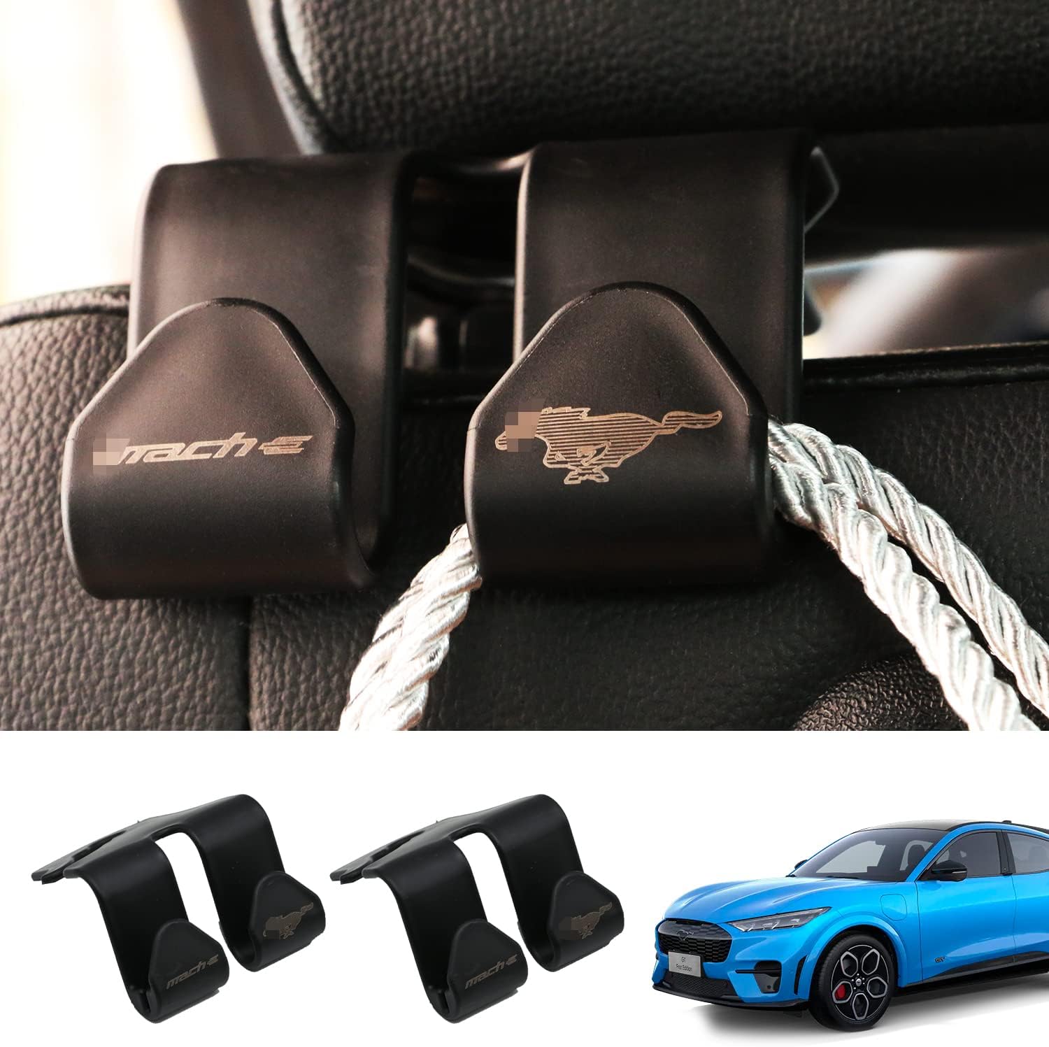TopMuscle Car Back Seat Headrest Hooks Interior Accessories for Ford Mustang Mach E (2 Pack)